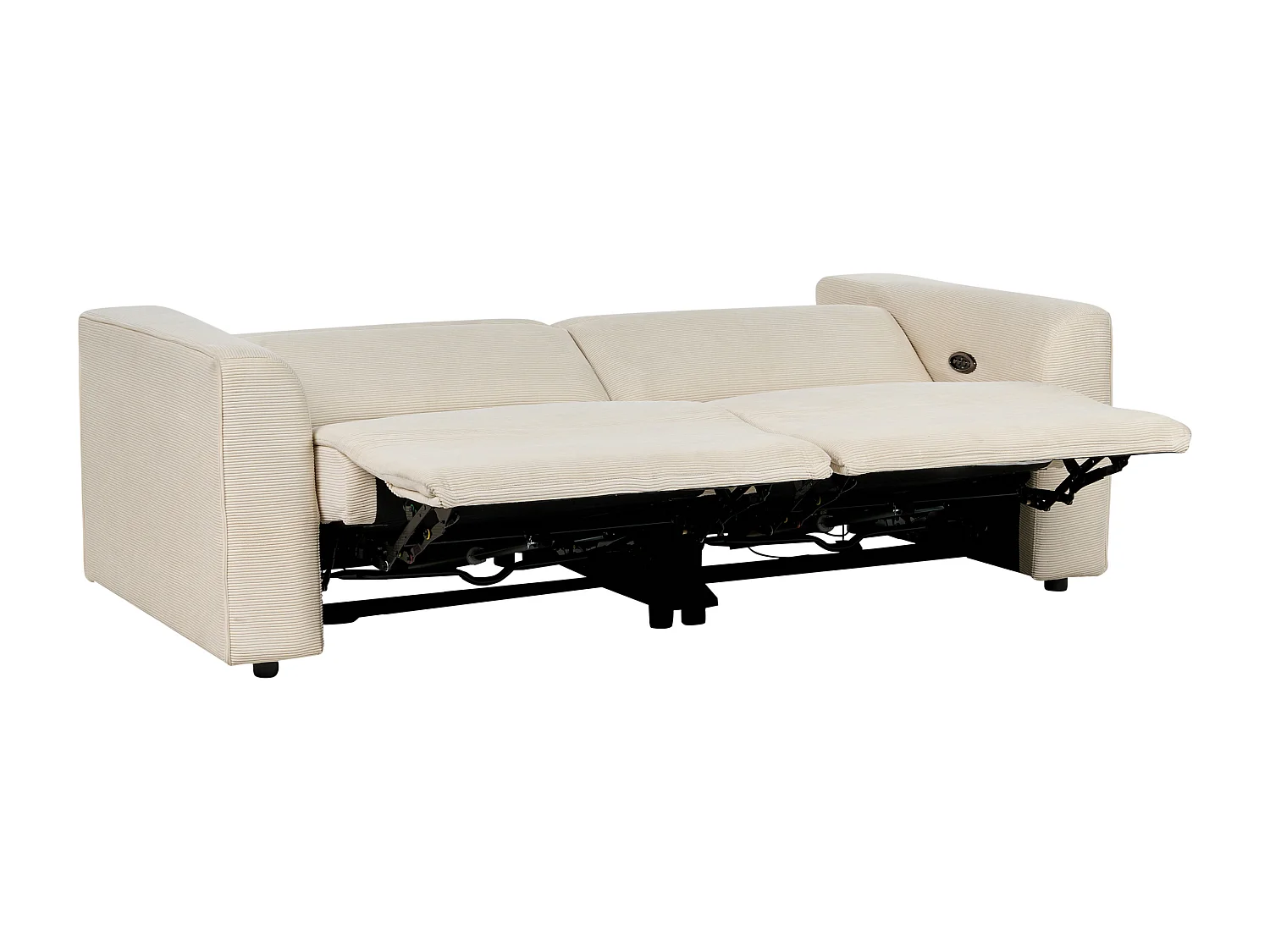 Sofá reclinável elétrico ULVEN Bombazine Creme com entrada USB 2 lugares