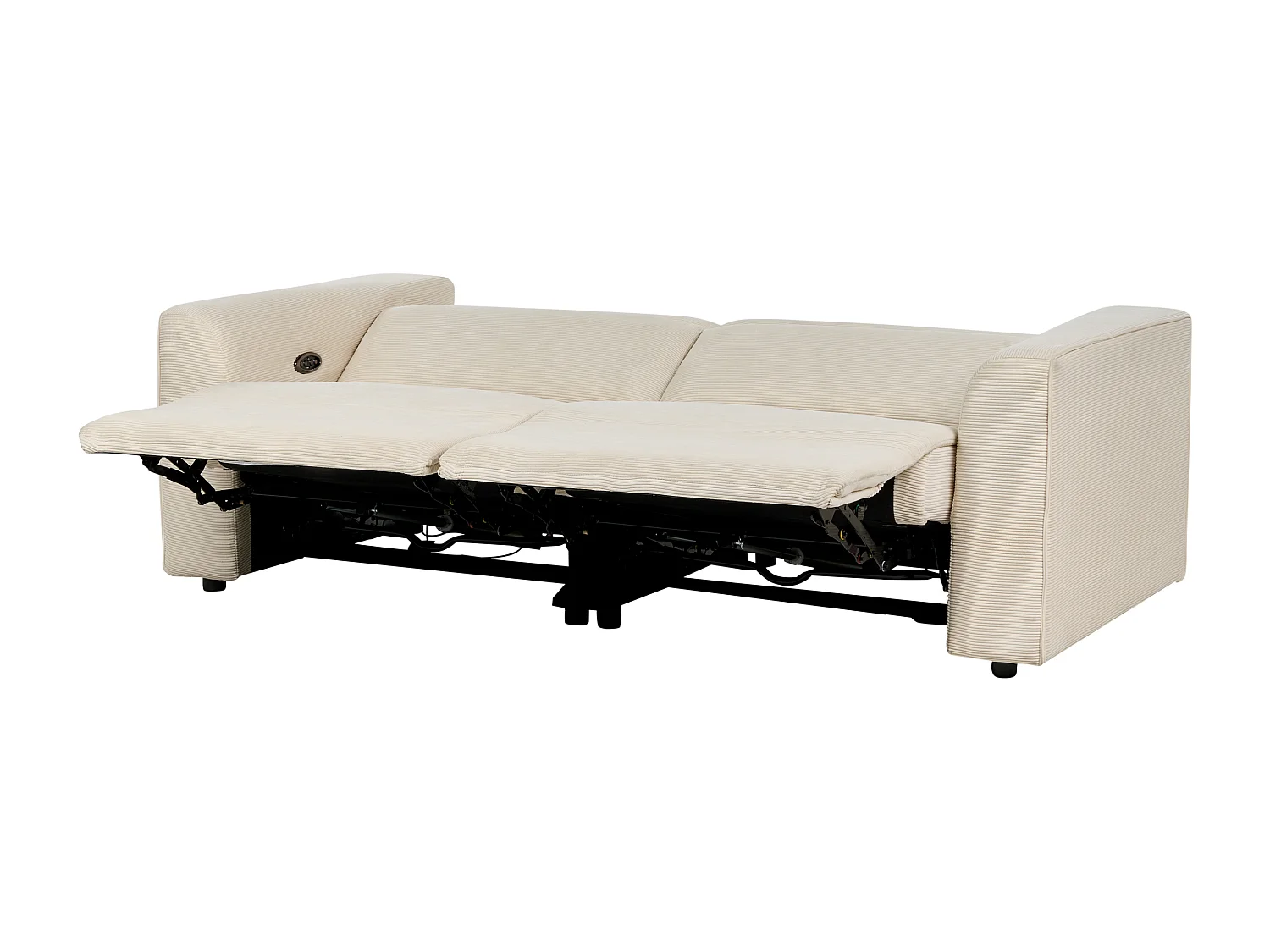 Sofá reclinável elétrico ULVEN Bombazine Creme com entrada USB 2 lugares