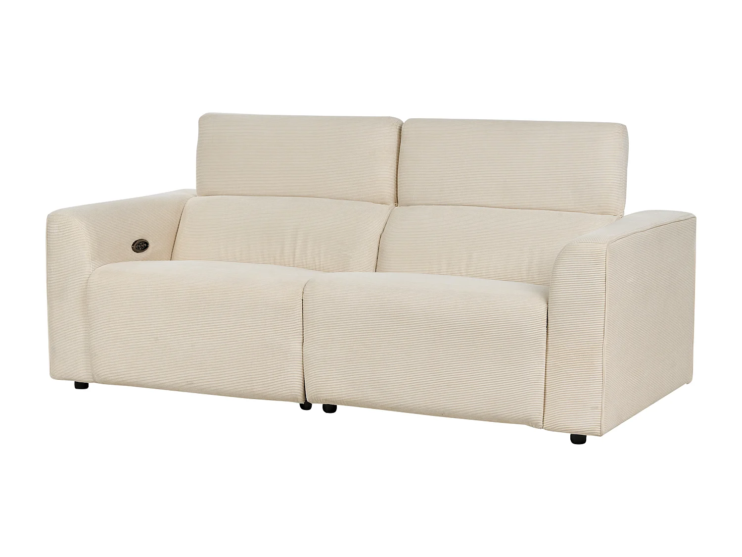 Sofá reclinável elétrico ULVEN Bombazine Creme com entrada USB 2 lugares