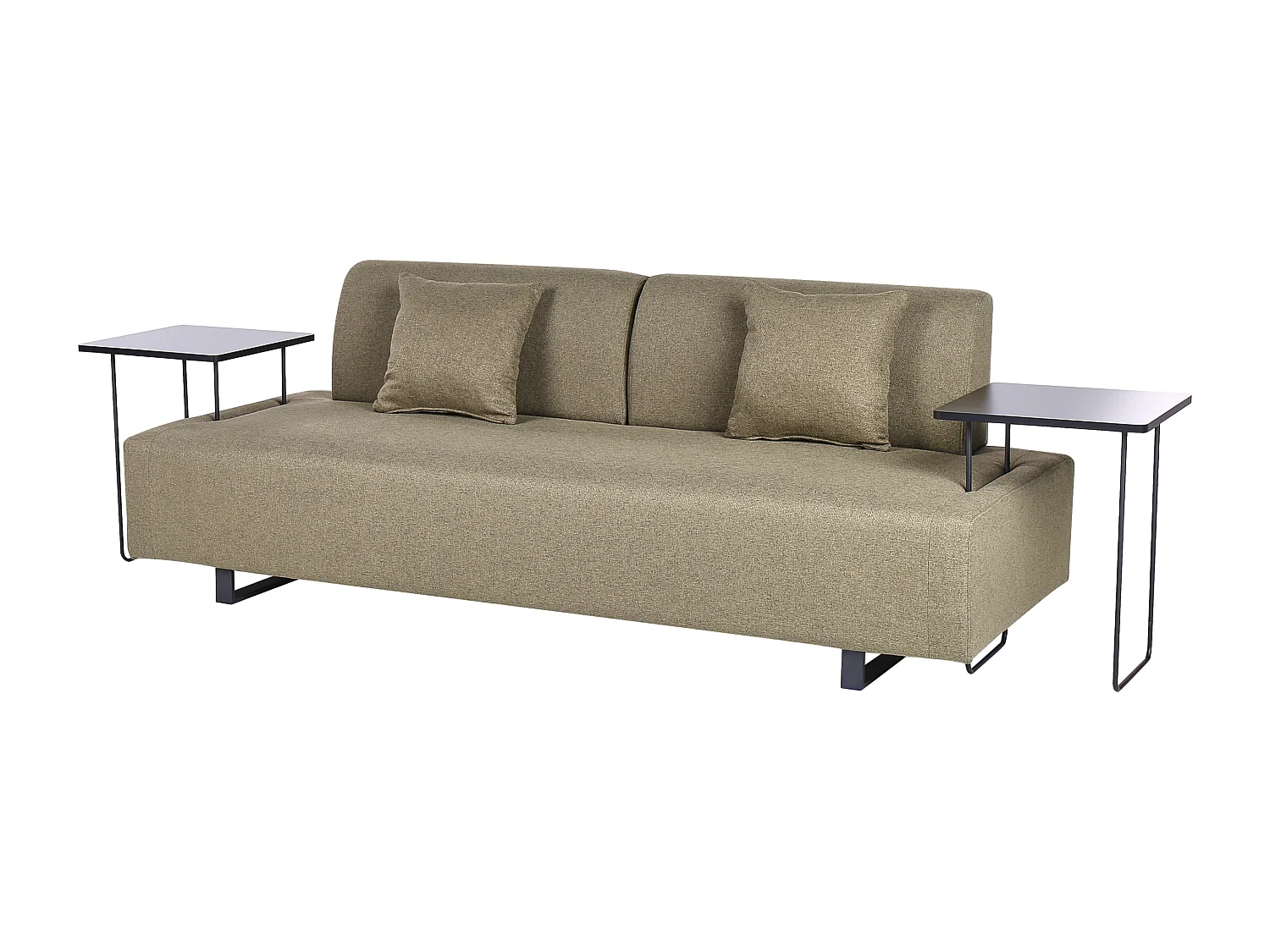 Canapé 3 places SOKNA Tissu Vert olive avec tables