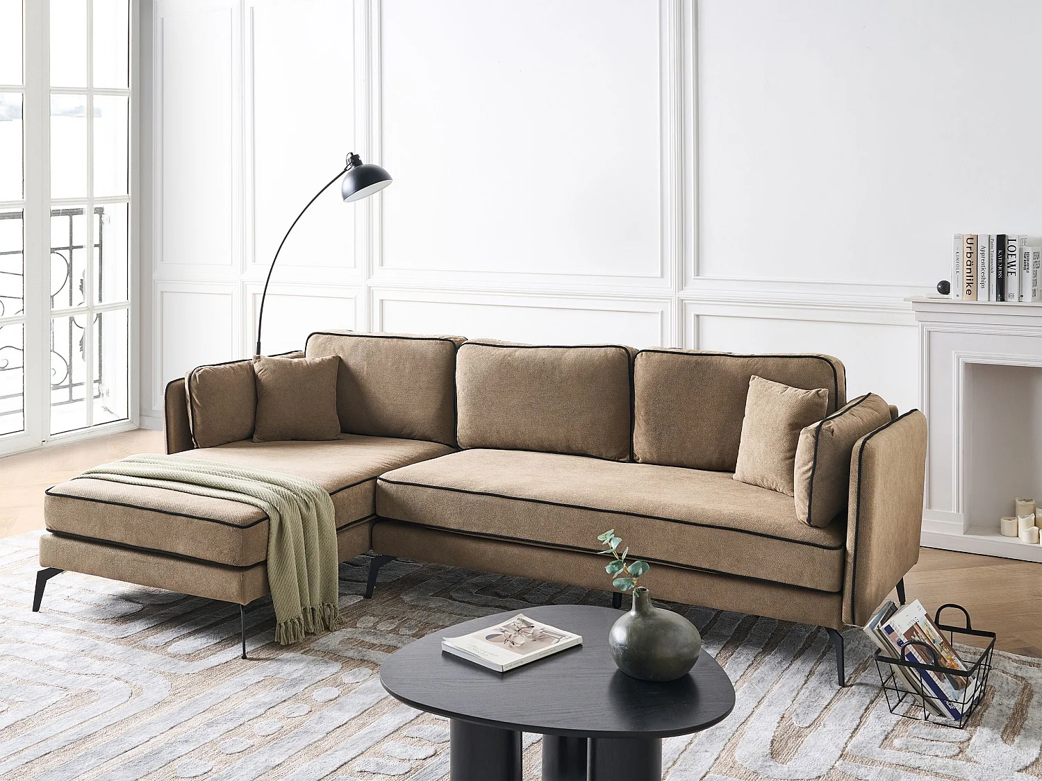 Ecksofa ALTAN Stoff Hellbraun 3-Sitzer rechtsseitig