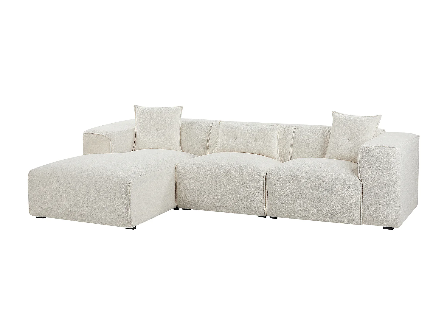 Canapé d'angle 3 places DOLVA Bouclé Blanc cassé Côté droite