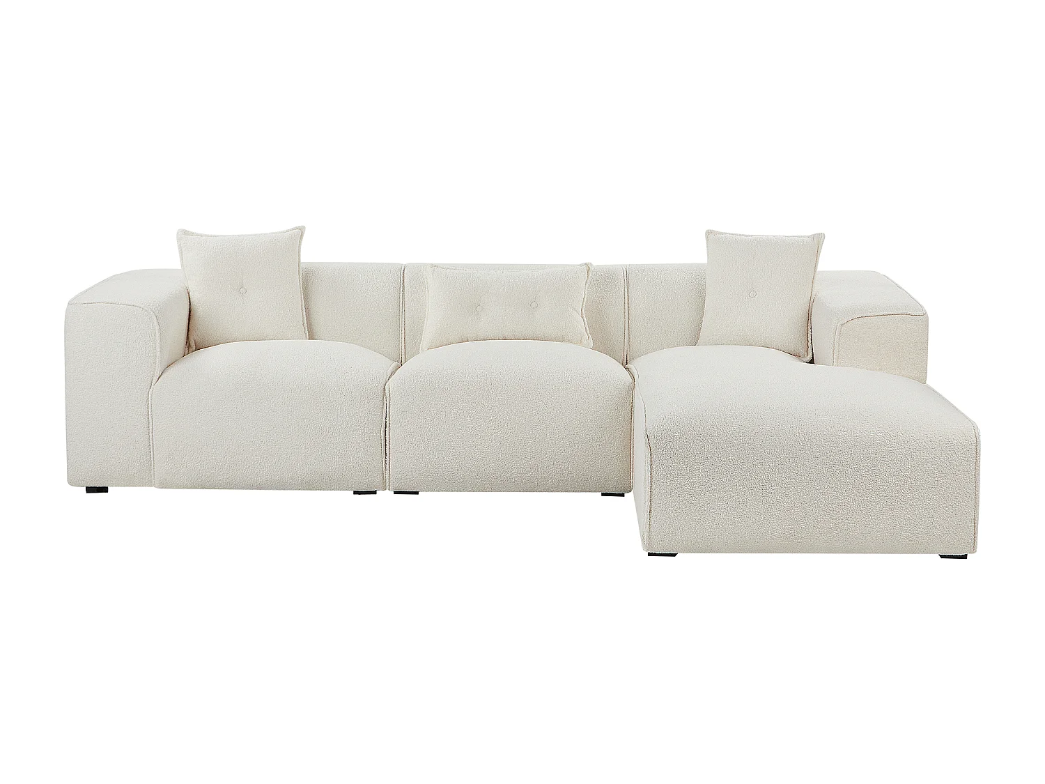 Canapé d\'angle 3 places DOLVA Bouclé Blanc cassé Côté droite