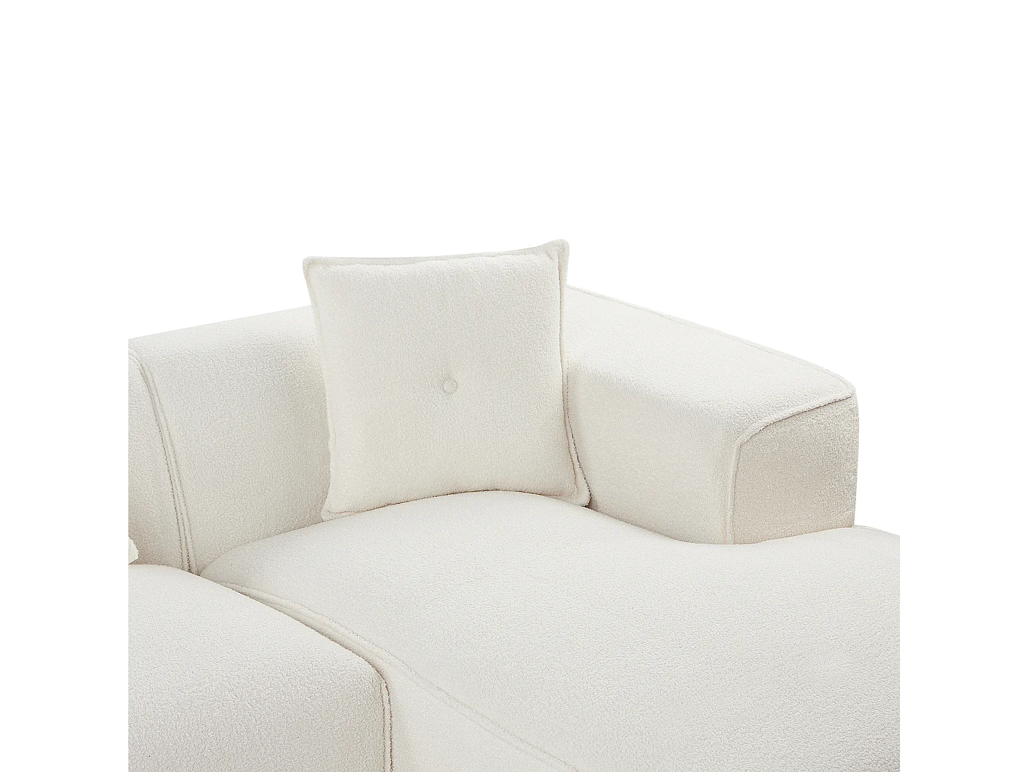 Canapé d\'angle 3 places DOLVA Bouclé Blanc cassé Côté droite