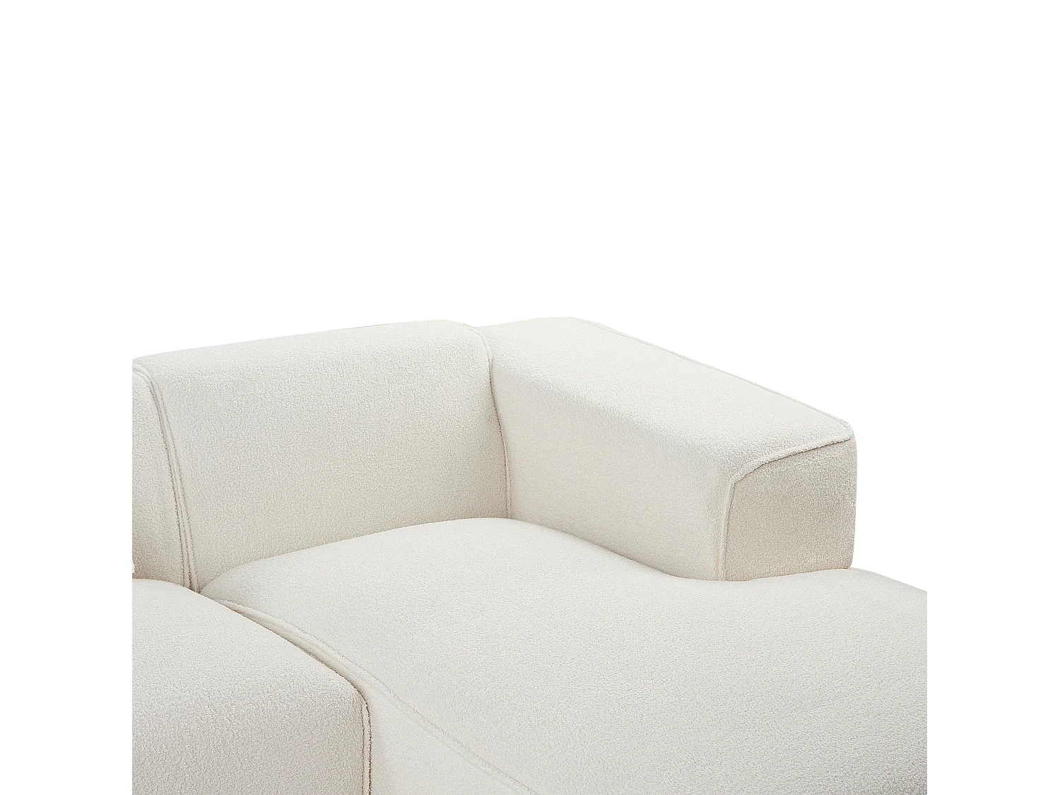 Canapé d\'angle 3 places DOLVA Bouclé Blanc cassé Côté droite