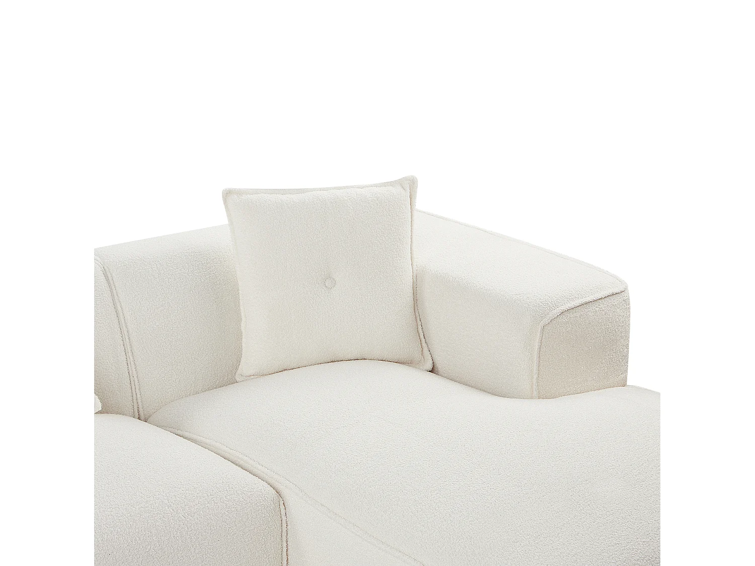 Canapé d'angle DOLVA Bouclé Blanc cassé 3 places Côté gauche