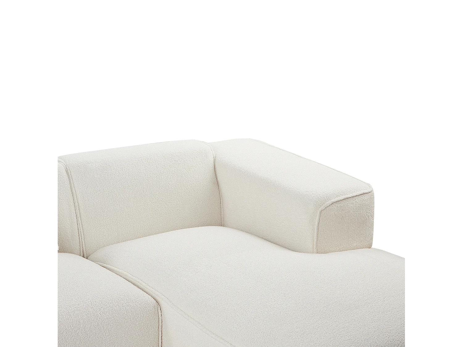 Canapé d'angle DOLVA Bouclé Blanc cassé 3 places Côté gauche
