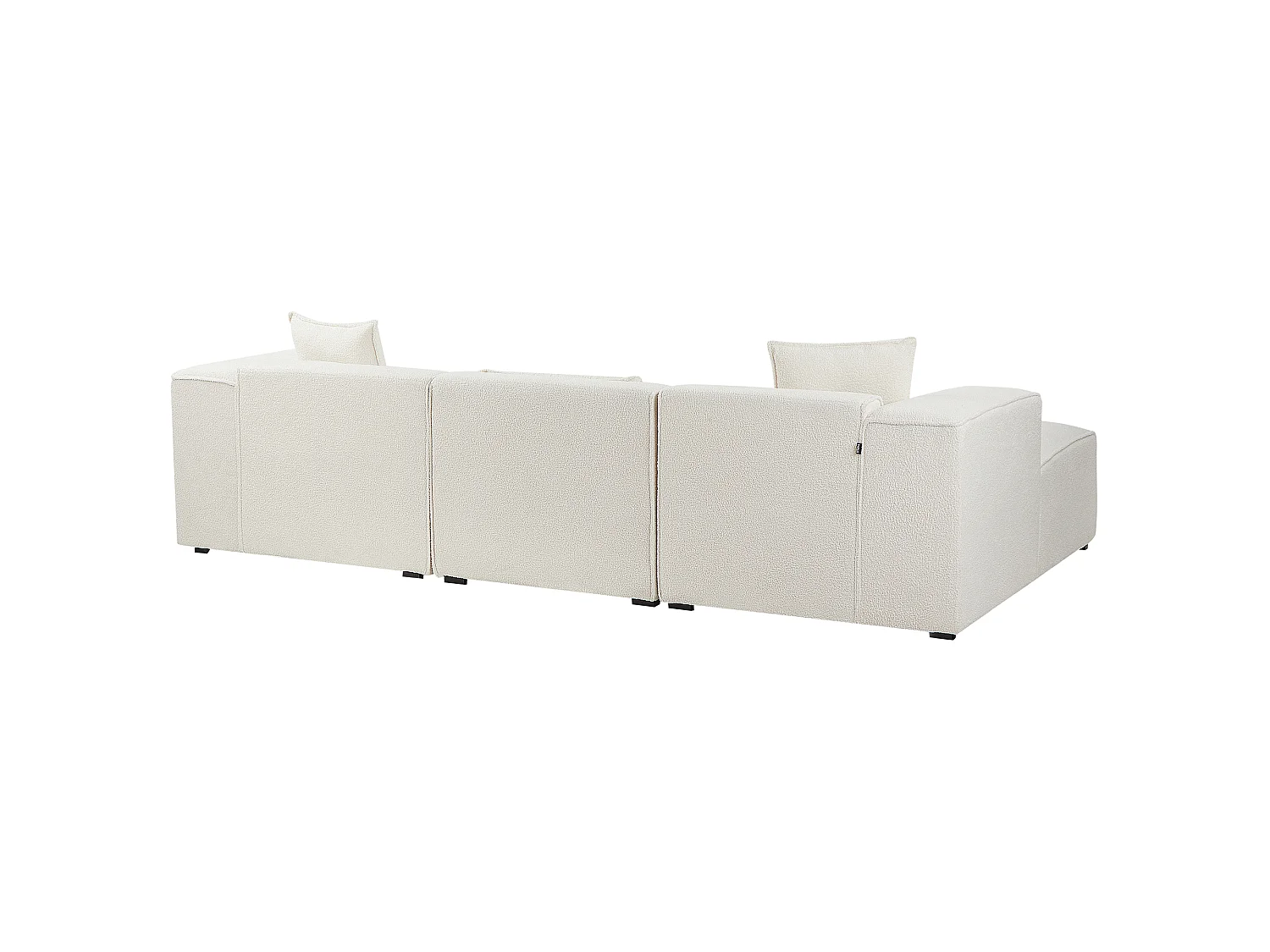 Canapé d'angle gauche 3 places en tissu bouclette blanc cassé DOLVA