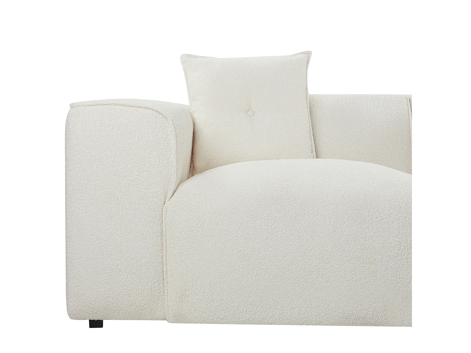 Canapé d'angle gauche 3 places en tissu bouclette blanc cassé DOLVA