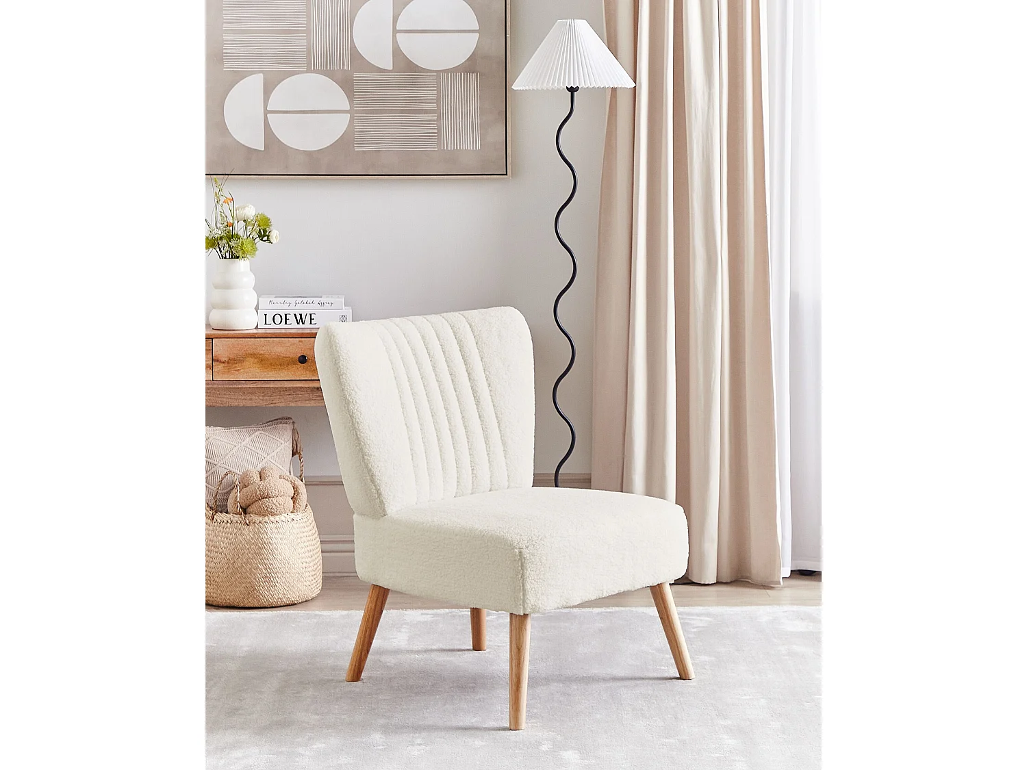 Fauteuil VAASA Bouclé Blanc