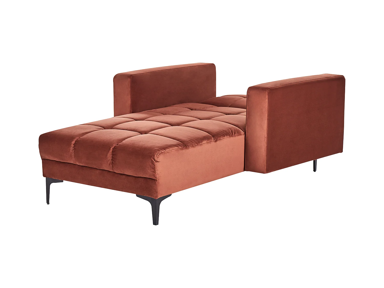 Chaiselongue Samtstoff hell rot gesteppt mit verstellbarer Rückenlehne Alnes