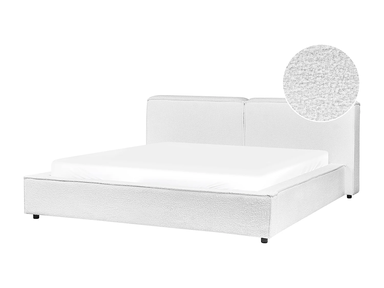 Bett mit Lattenrost Bouclé LINARDS 180 x 200 cm Weiss
