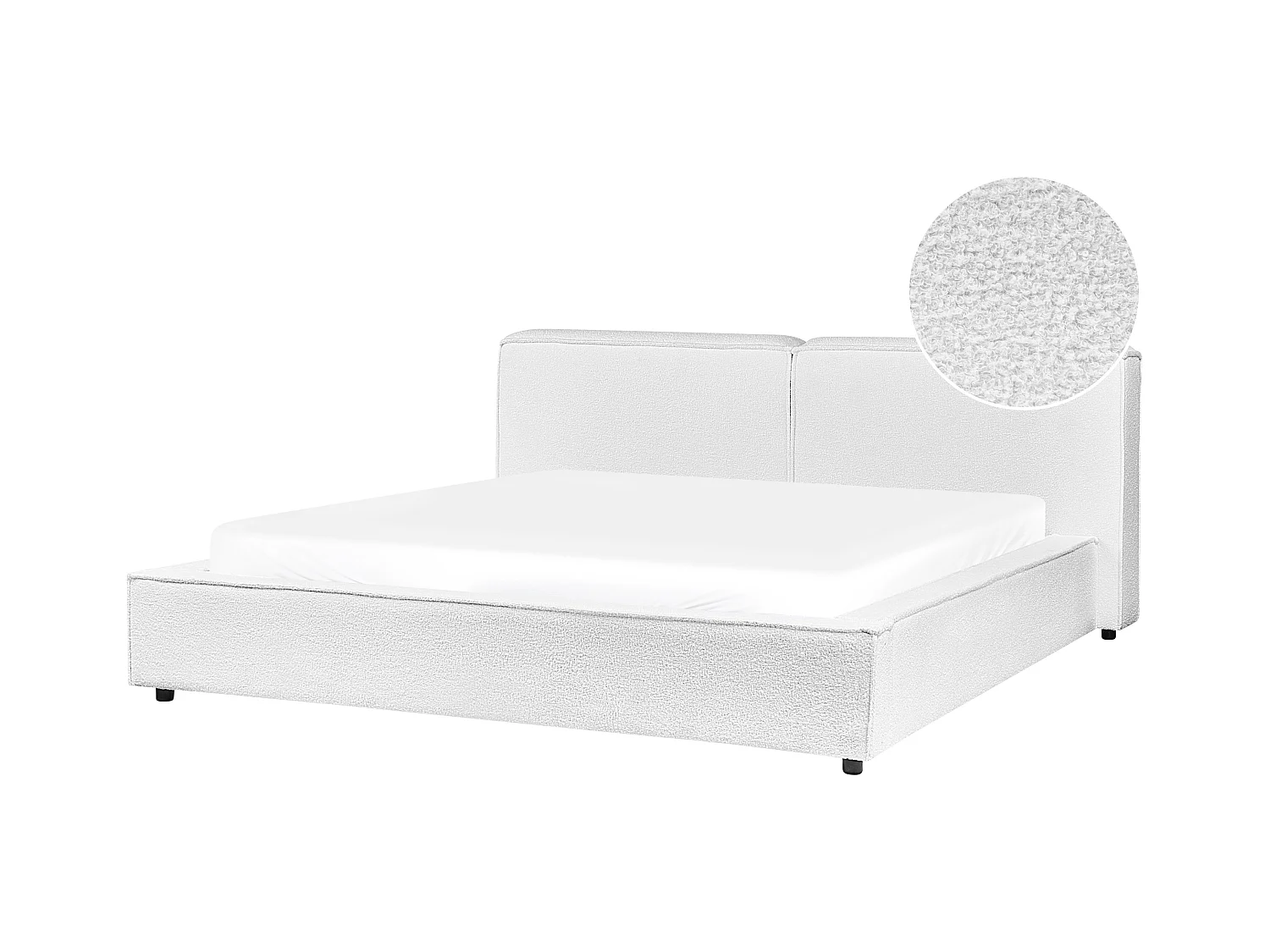 Lit avec sommier Bouclé LINARDS 180 x 200 cm Blanc
