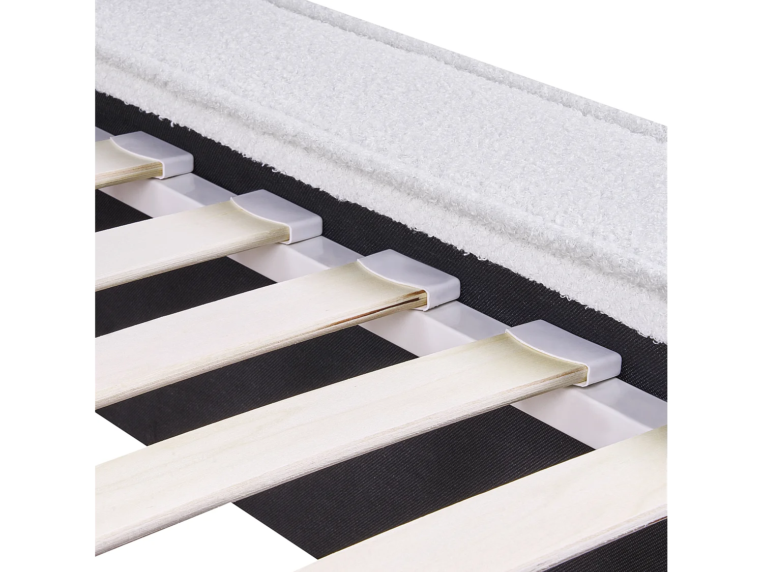 Lit avec sommier Bouclé LINARDS 180 x 200 cm Blanc