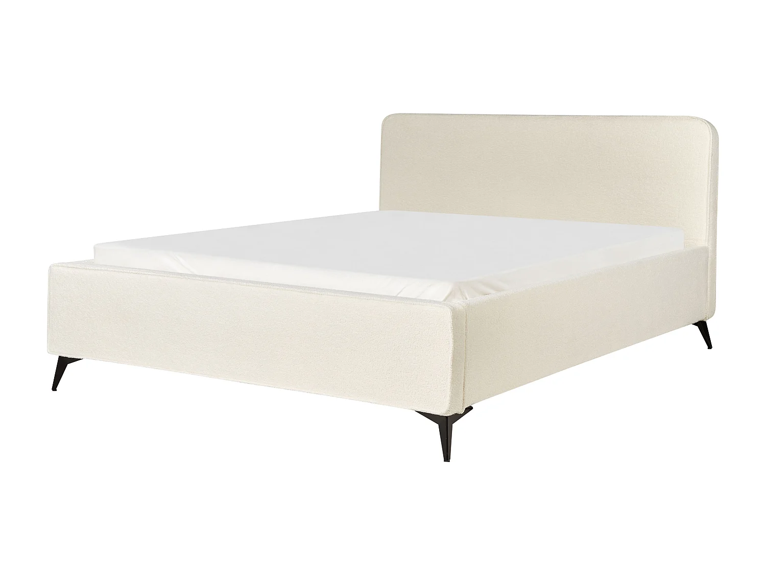 Bed Bouclé VALOGNES 180 x 200 cm Lichtbeige