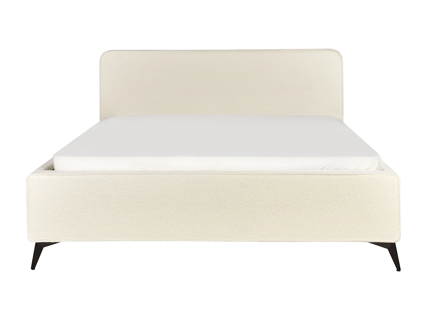 Bed Bouclé VALOGNES 180 x 200 cm Lichtbeige