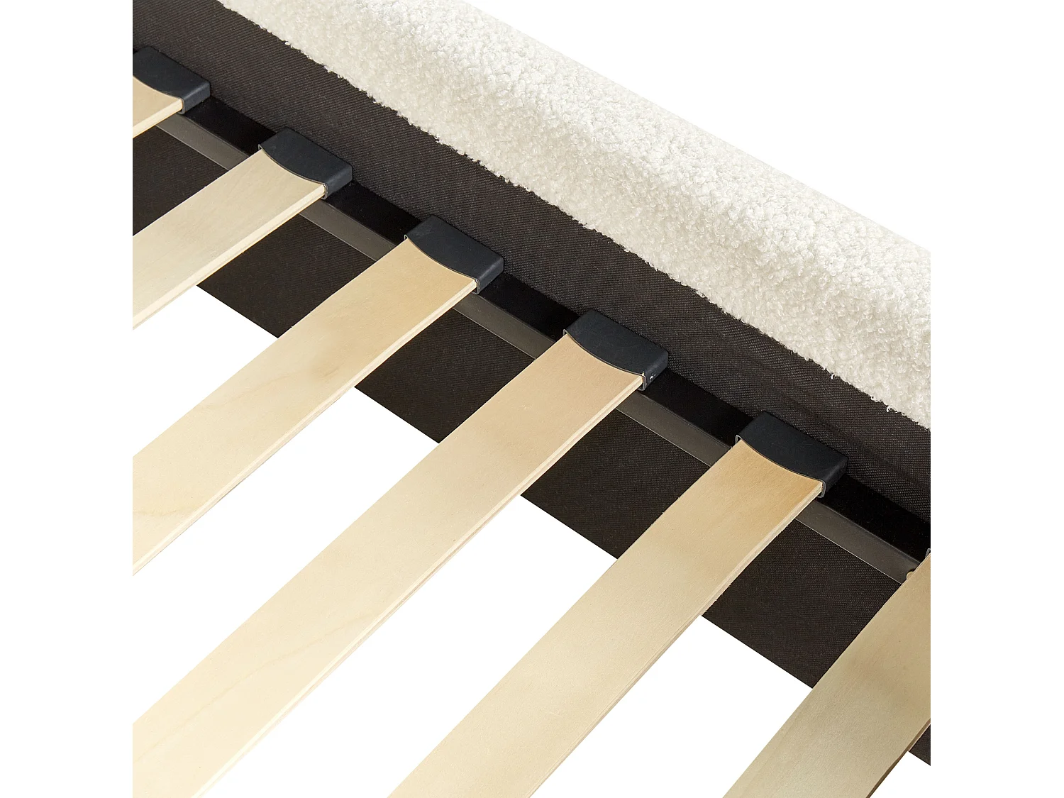 Lit avec sommier Bouclé VALOGNES 180 x 200 cm Blanc cassé