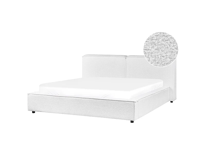 Lit avec sommier Bouclé LINARDS 160 x 200 cm Blanc