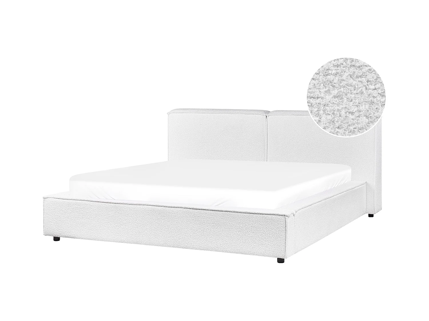 Lit avec sommier Bouclé LINARDS 160 x 200 cm Blanc
