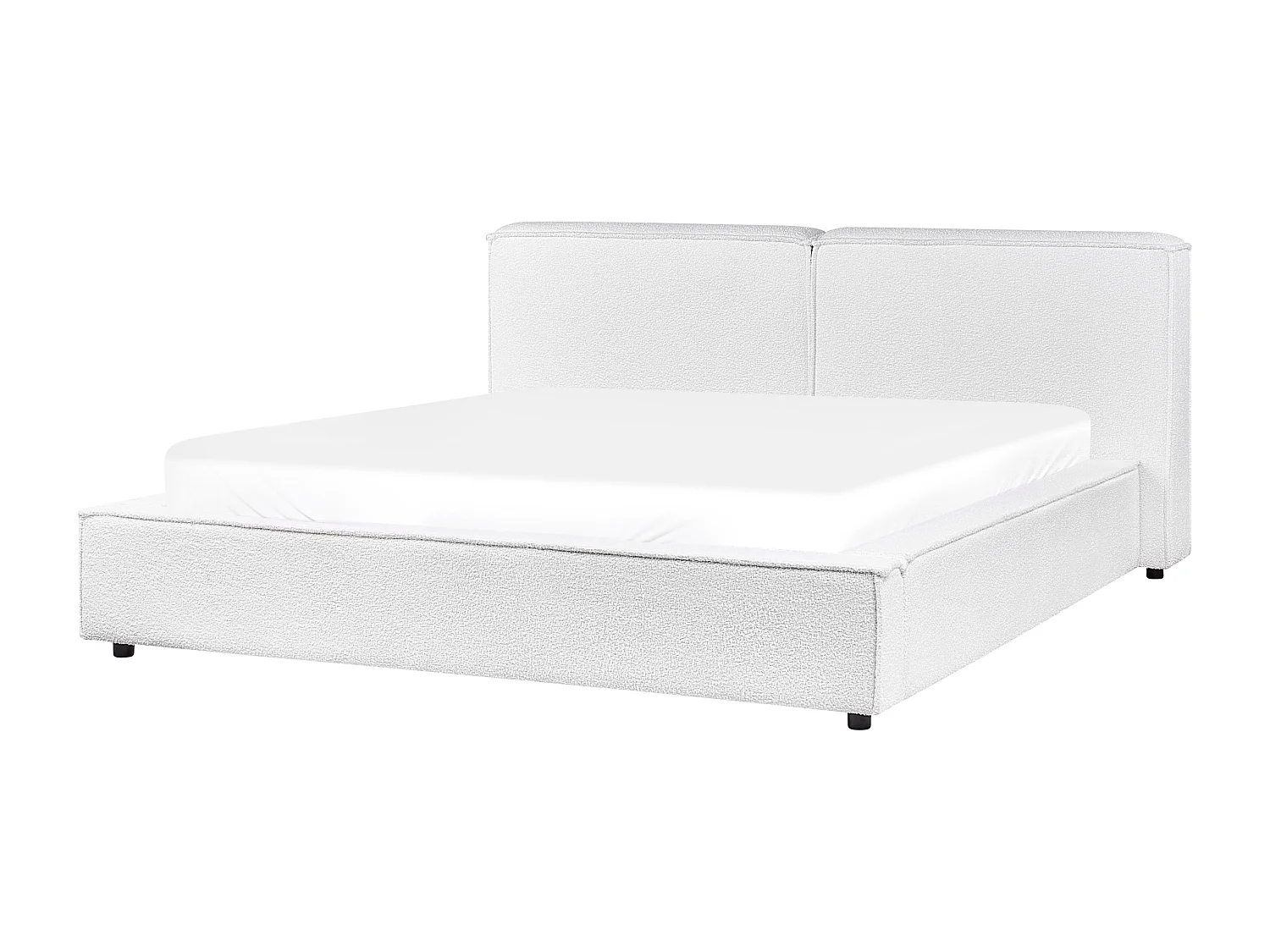 Lit avec sommier Bouclé LINARDS 160 x 200 cm Blanc