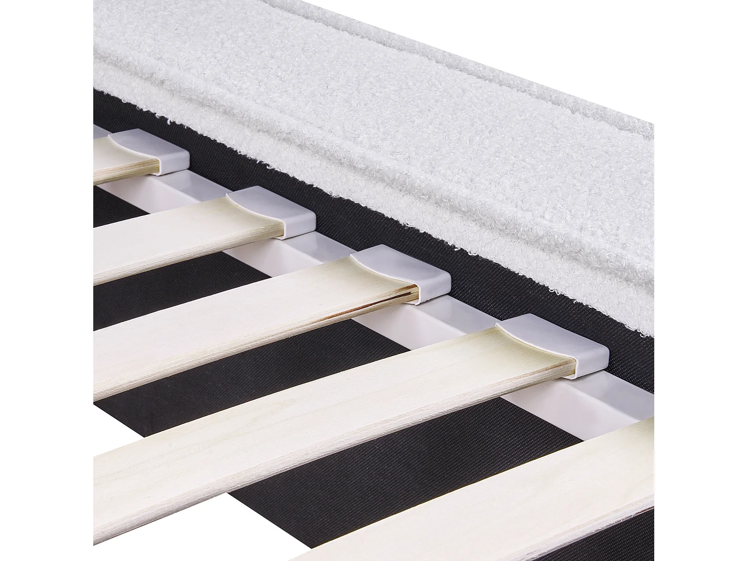 Lit avec sommier Bouclé LINARDS 160 x 200 cm Blanc