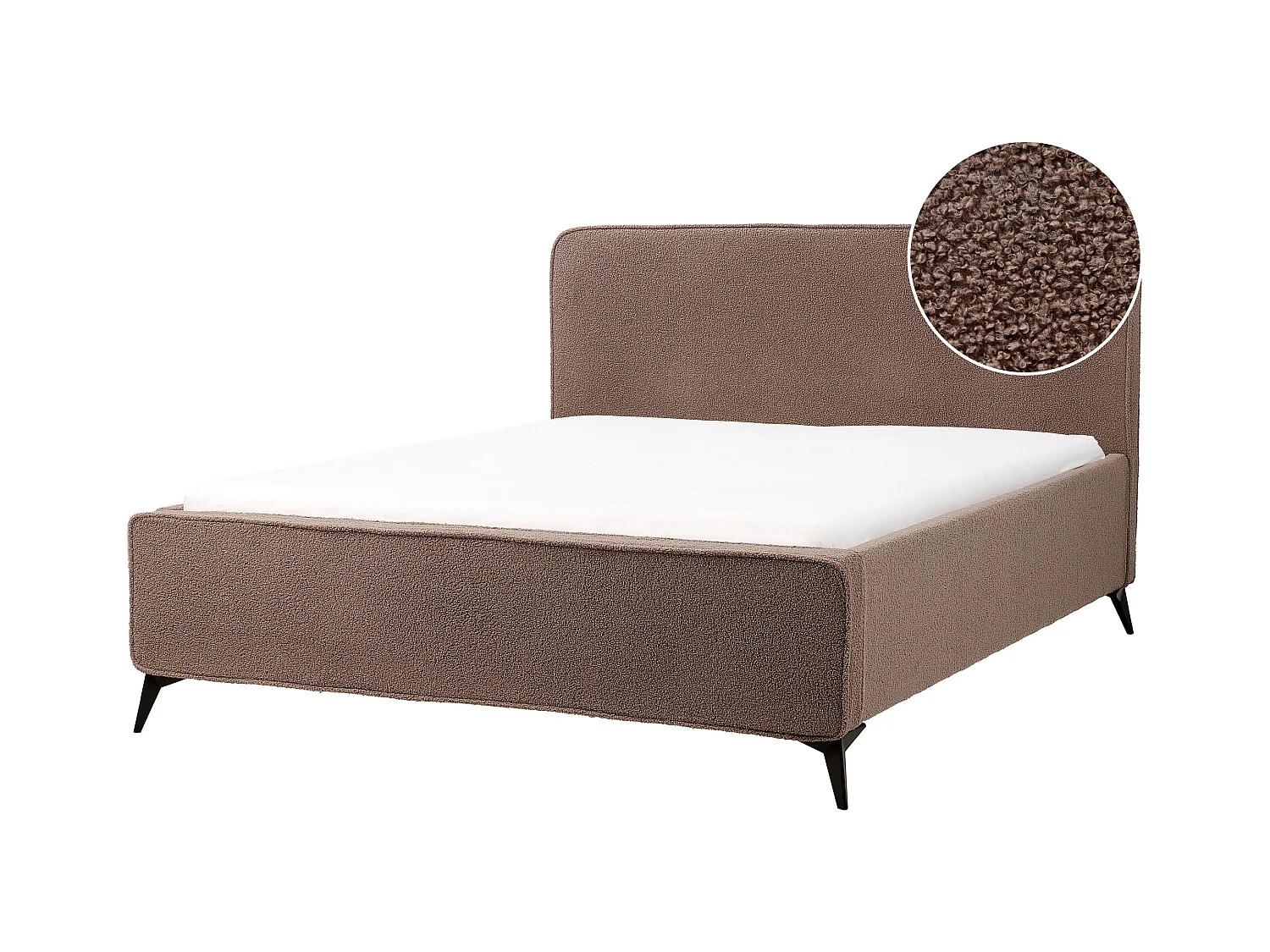 Lit avec sommier Bouclé VALOGNES 160 x 200 cm Marron