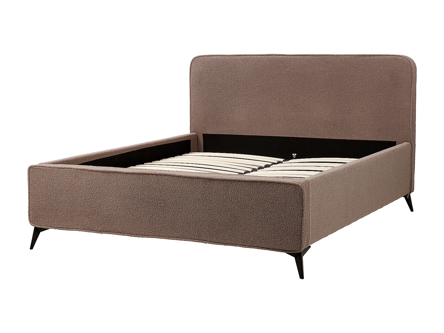 Lit avec sommier Bouclé VALOGNES 160 x 200 cm Marron