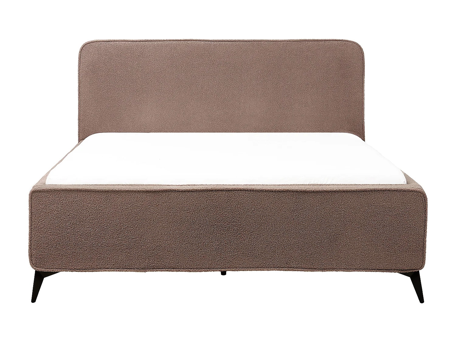 Lit avec sommier Bouclé VALOGNES 160 x 200 cm Marron