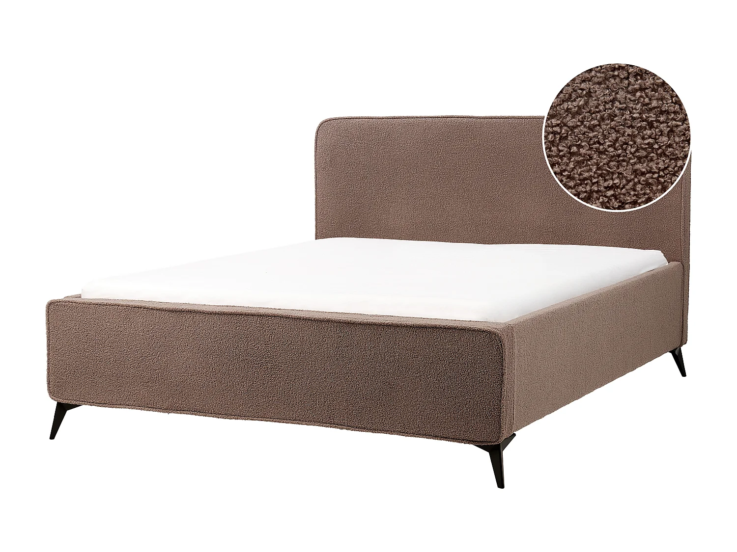 Lit avec sommier Bouclé VALOGNES 160 x 200 cm Marron