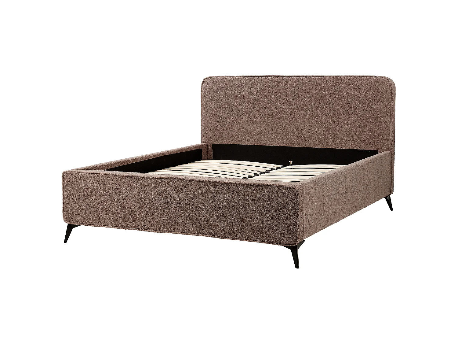 Lit avec sommier Bouclé VALOGNES 160 x 200 cm Marron