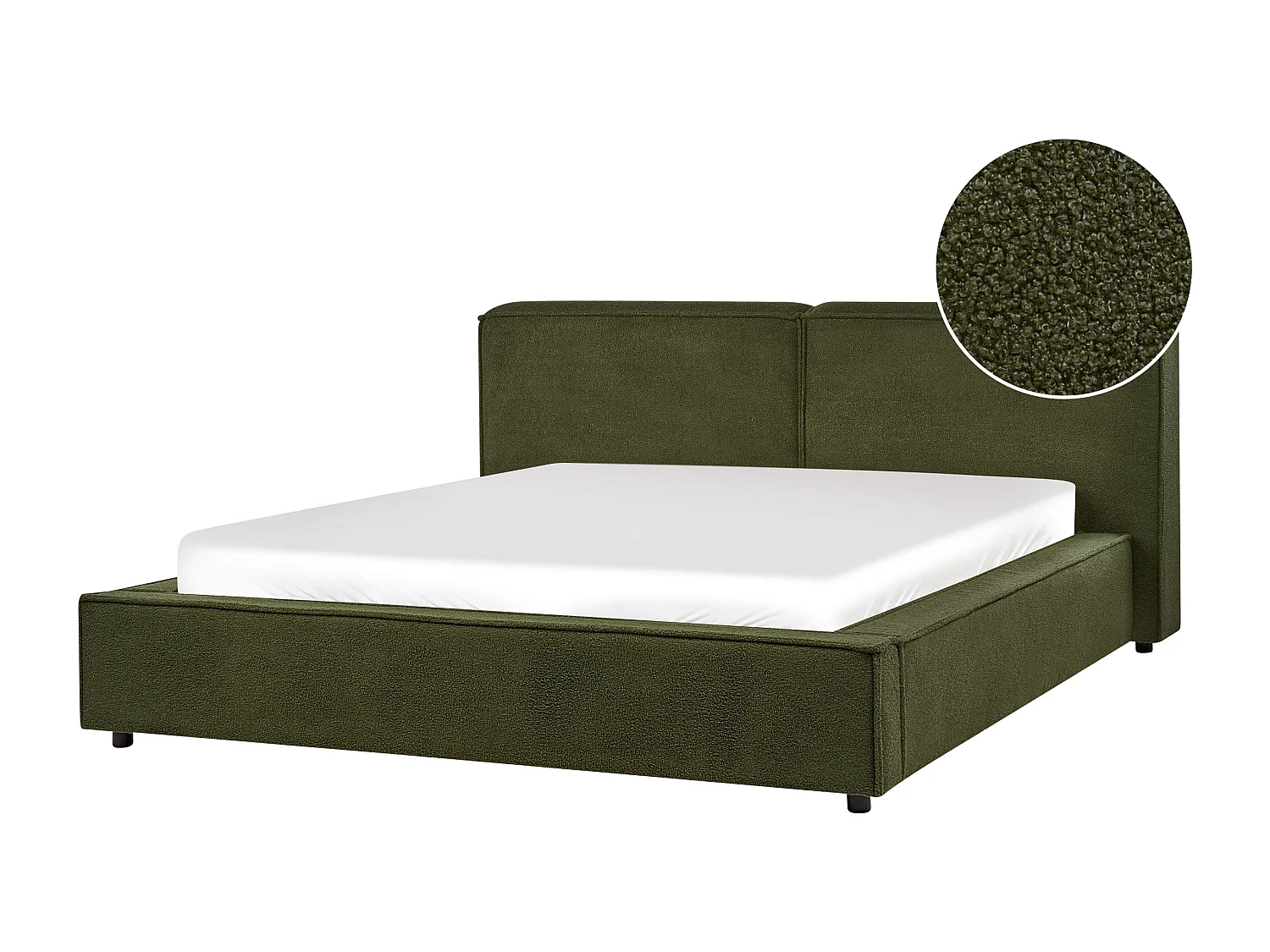 Letto Bouclé LINARDS 160 x 200 cm Verde scuro