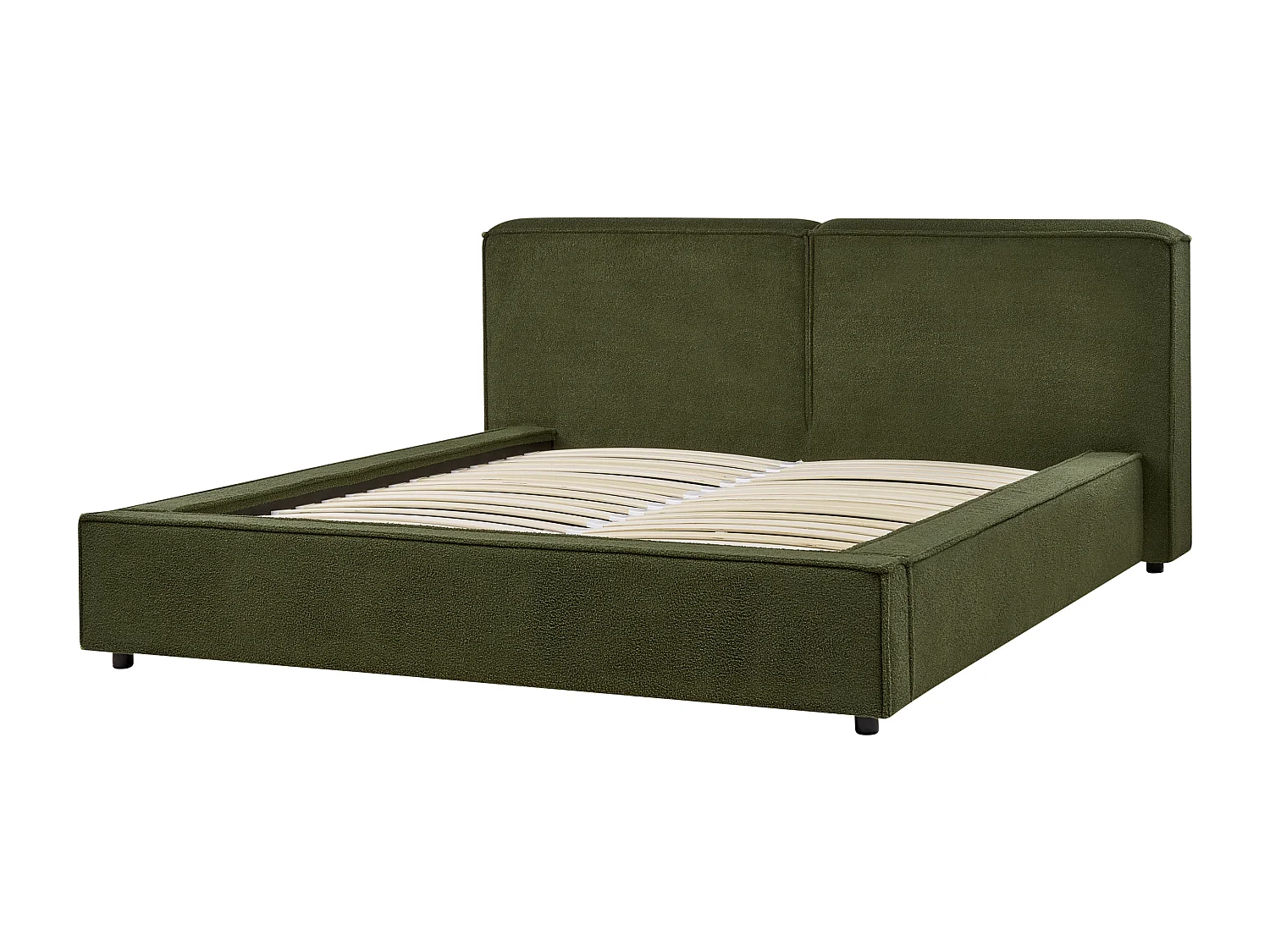 Bett mit Lattenrost Bouclé LINARDS 160 x 200 cm Dunkelgrün