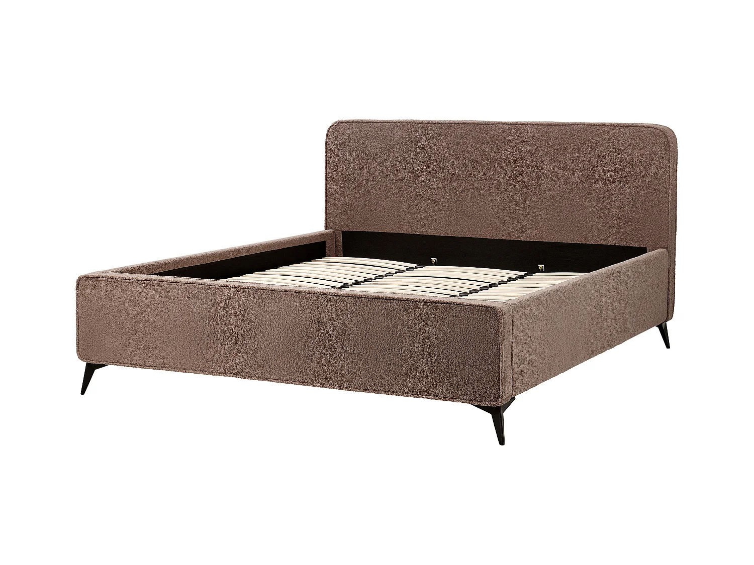 Lit avec sommier Bouclé VALOGNES 180 x 200 cm Marron