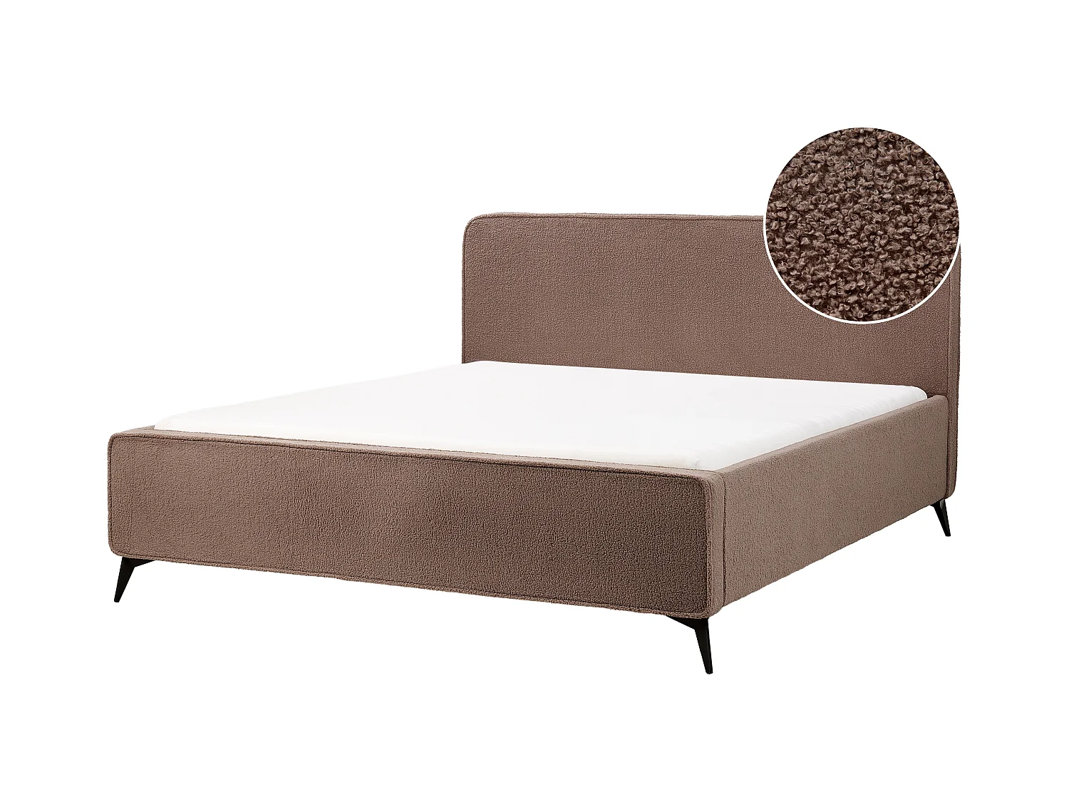 Lit avec sommier Bouclé VALOGNES 180 x 200 cm Marron
