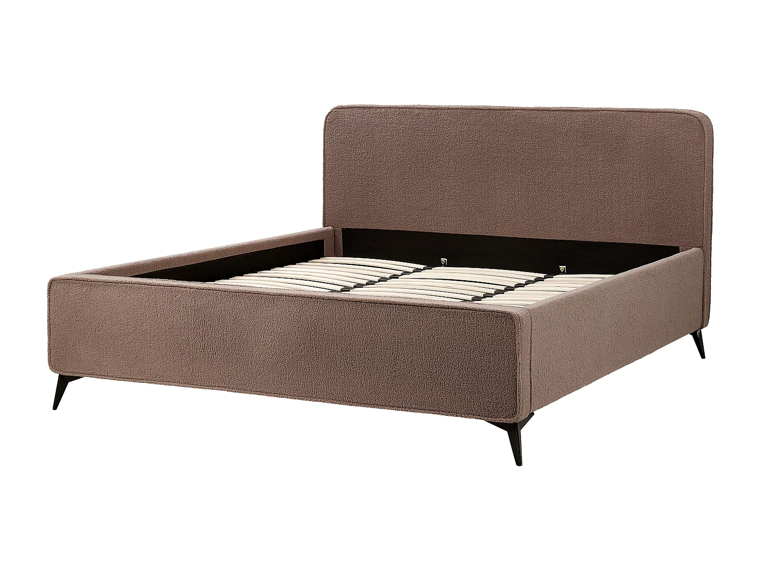 Lit avec sommier Bouclé VALOGNES 180 x 200 cm Marron