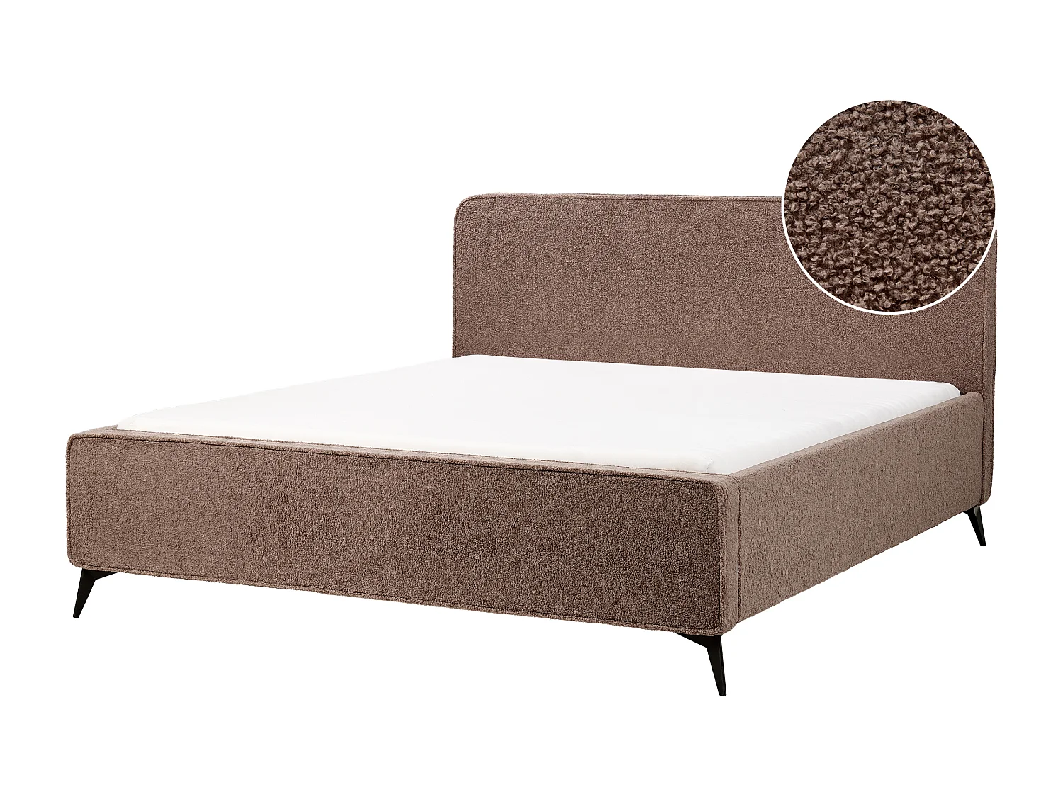 Cama Bouclé VALOGNES 180 x 200 cm Castanho