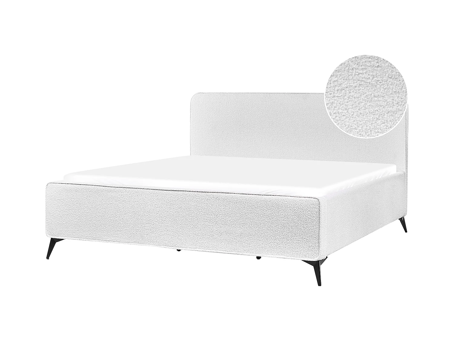 Lit avec sommier Bouclé VALOGNES 180 x 200 cm Blanc cassé