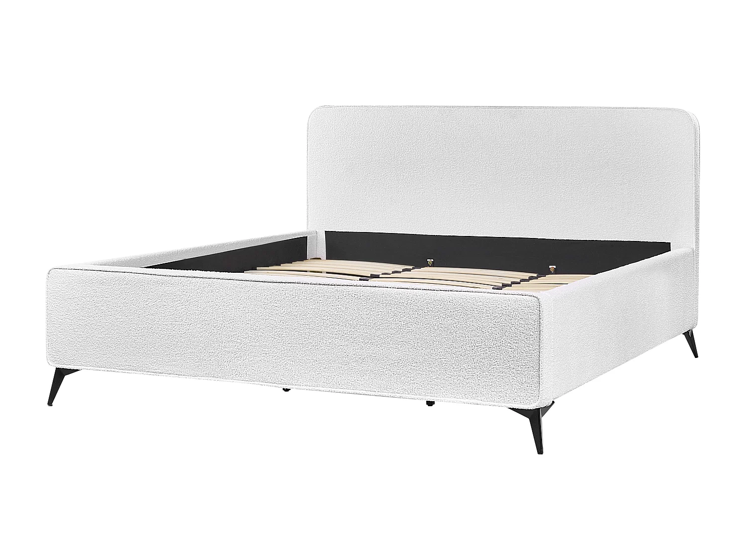 Lit avec sommier Bouclé VALOGNES 180 x 200 cm Blanc cassé