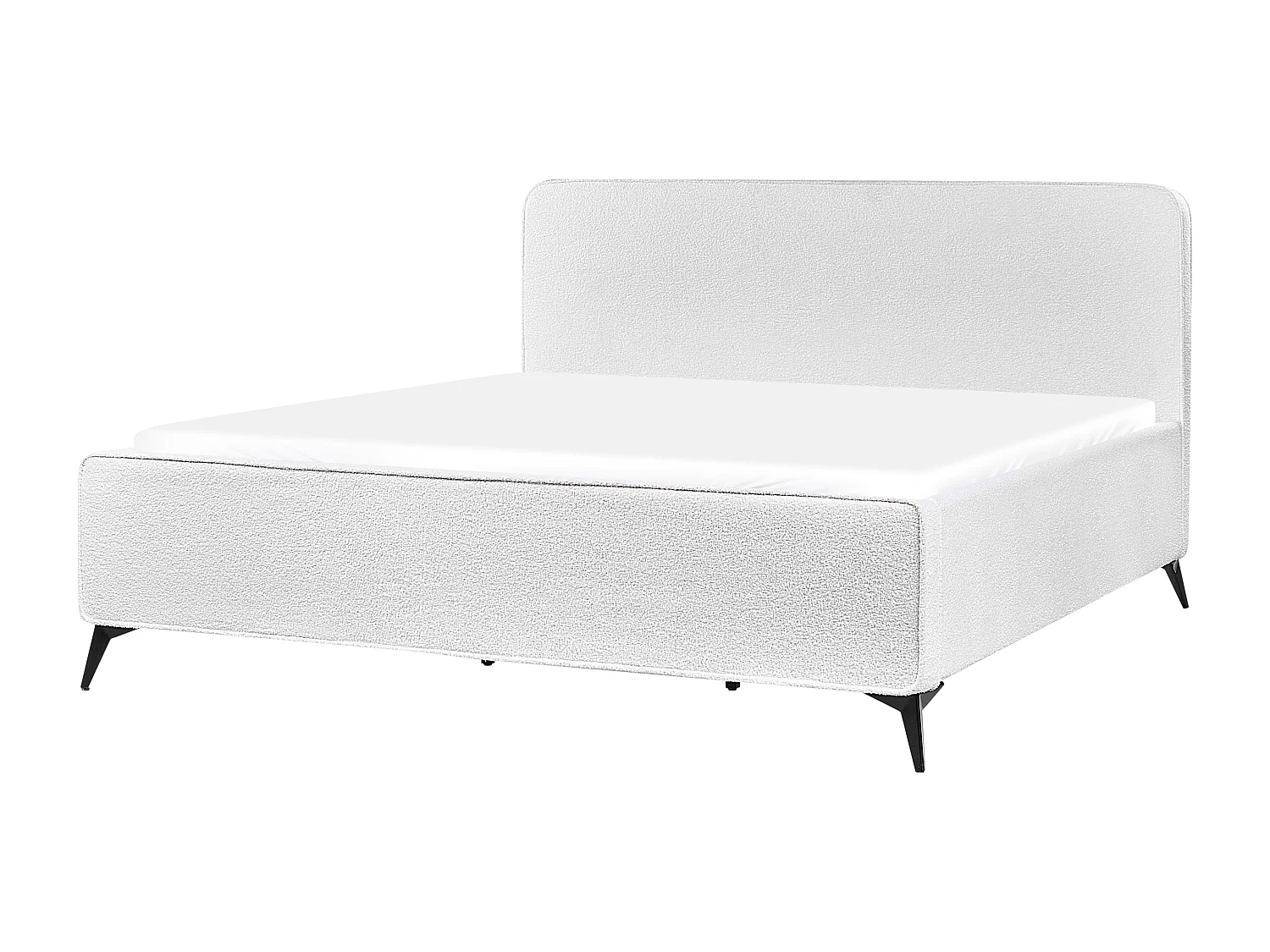 Lit avec sommier Bouclé VALOGNES 180 x 200 cm Blanc cassé