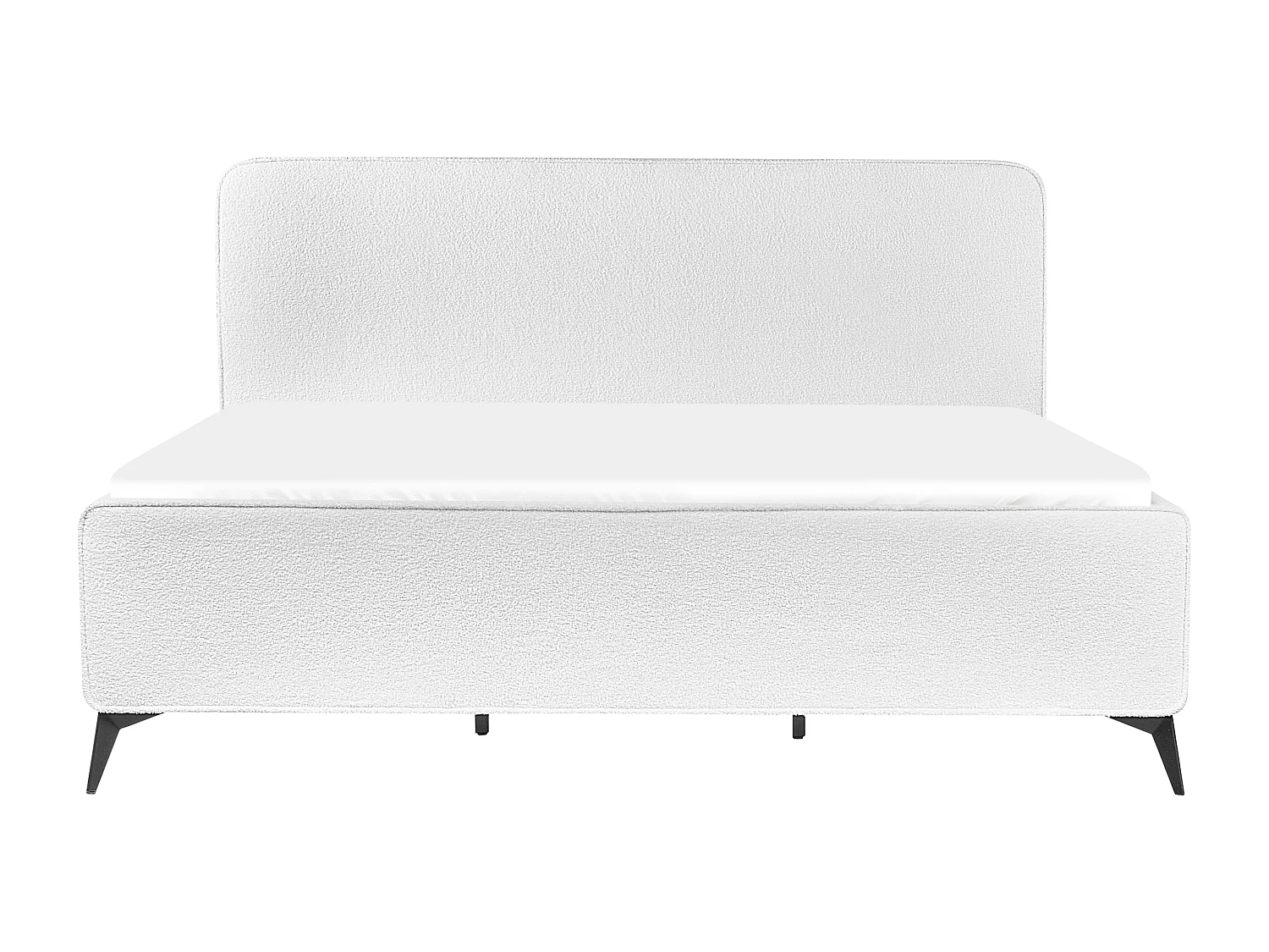 Lit avec sommier Bouclé VALOGNES 180 x 200 cm Blanc cassé