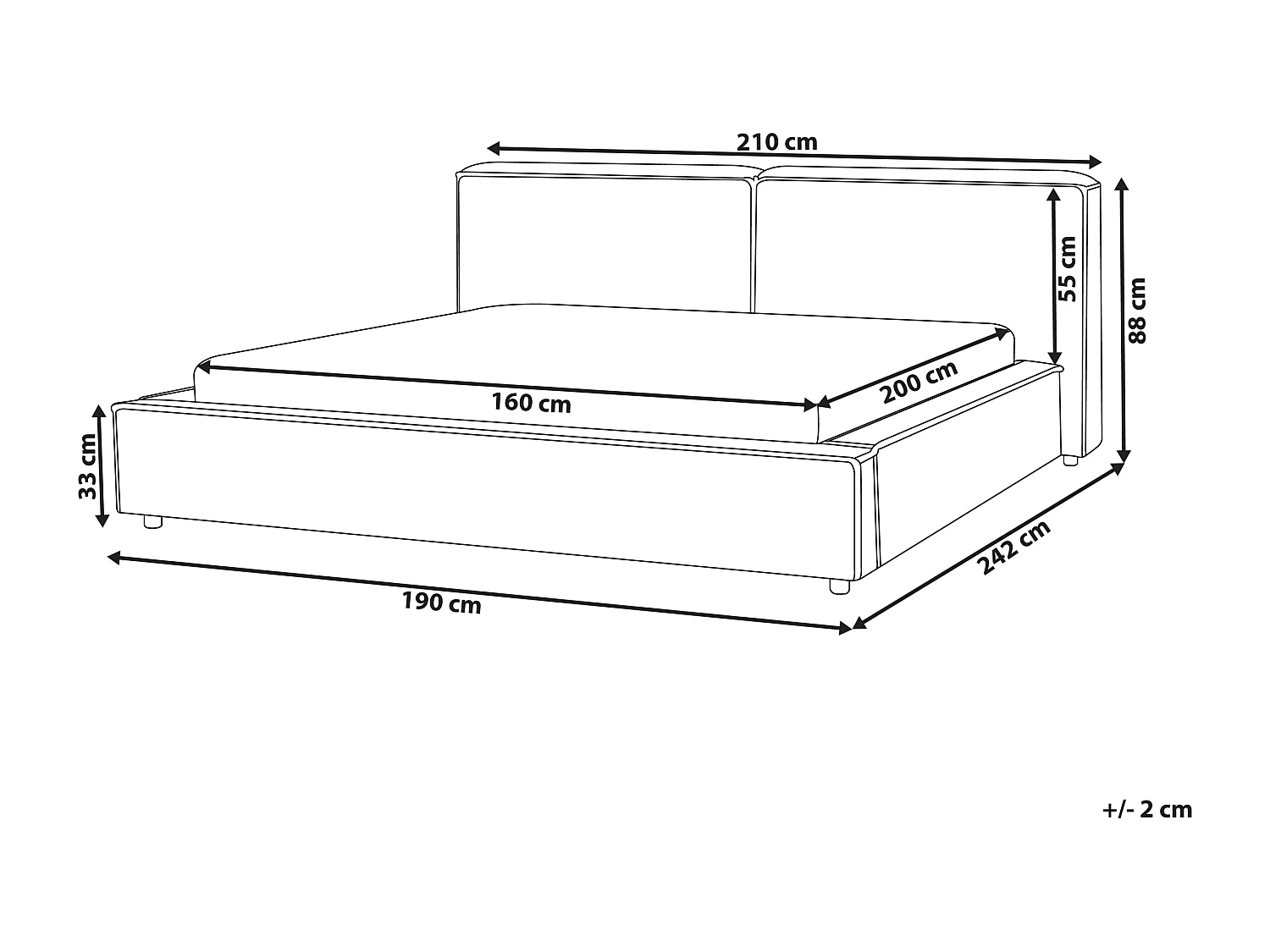 Cama Bouclé LINARDS 160 x 200 cm Castanho