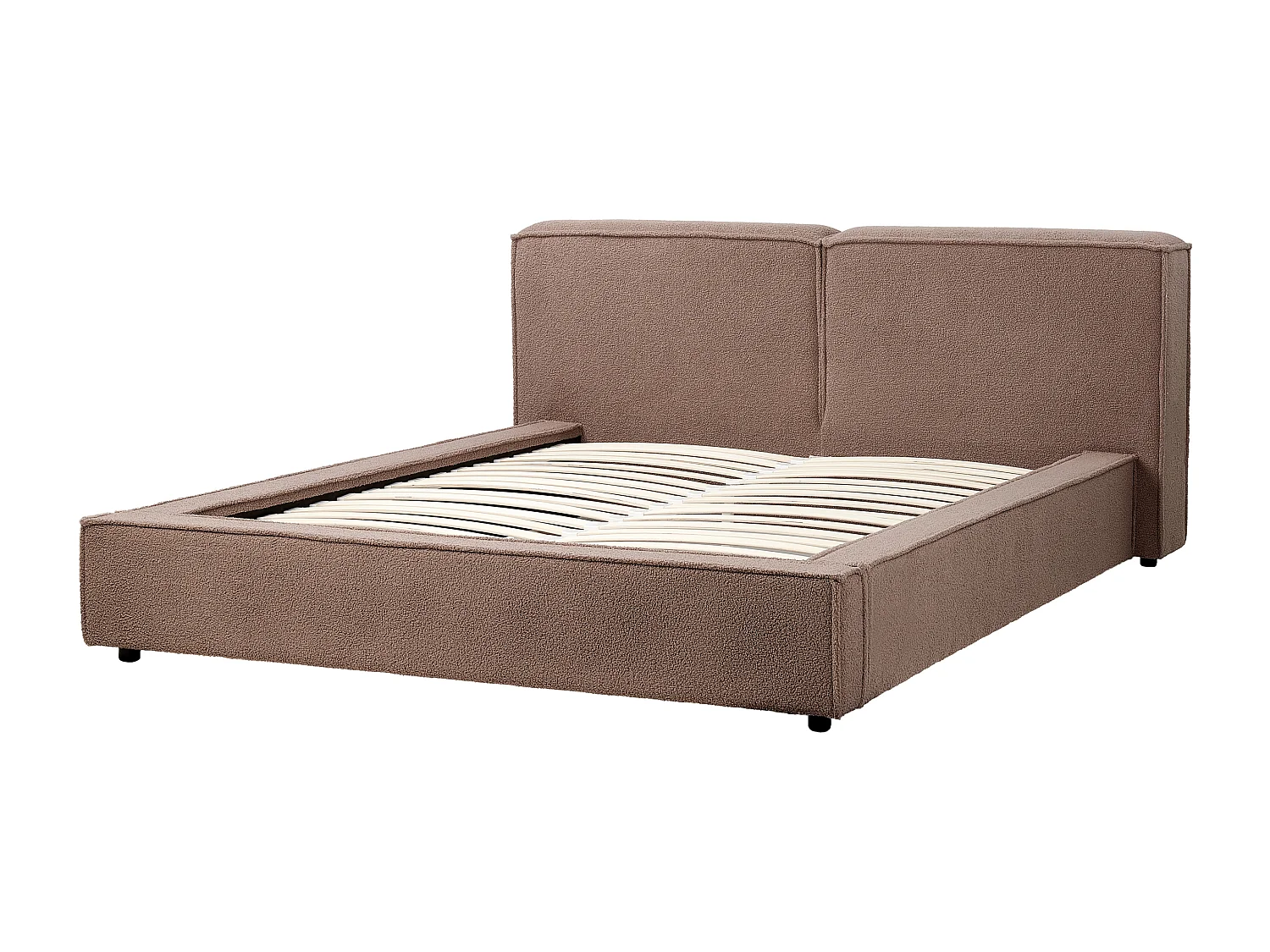 Cama Bouclé LINARDS 160 x 200 cm Castanho