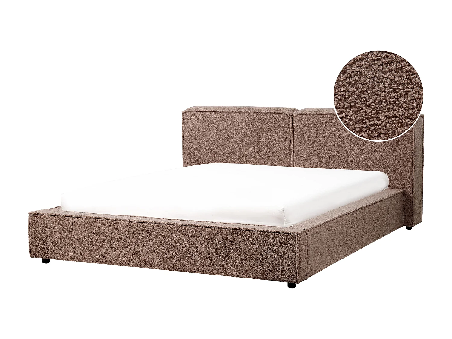 Bed Boucle LINARDS 160 x 200 cm (EU King Size) Brown
