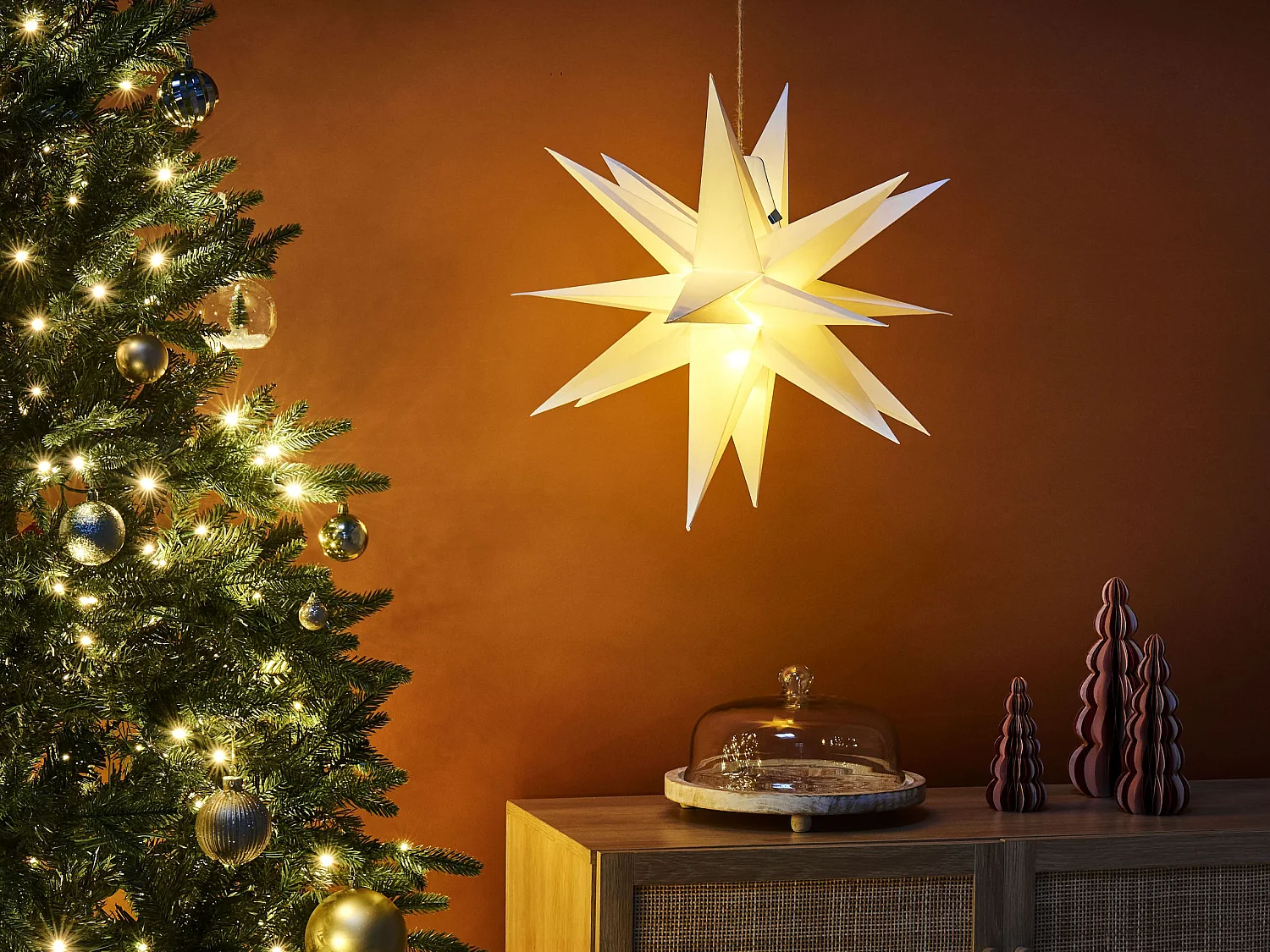 Décoration suspendue LED BHAGIRATHI Étoile 44 cm Blanc cassé