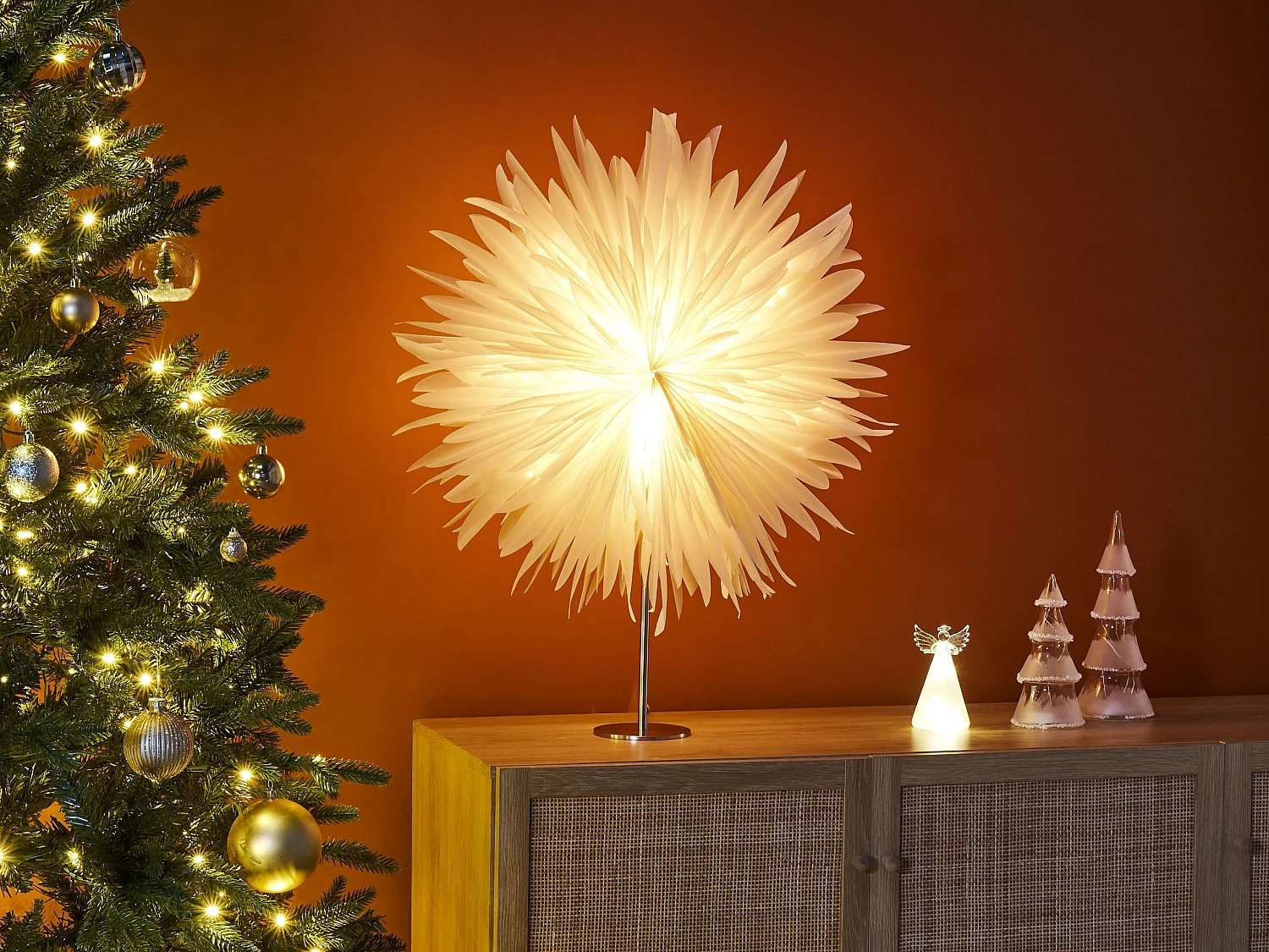 Dekorative Lampe Schneeflockenform Weiss SATOPANTH