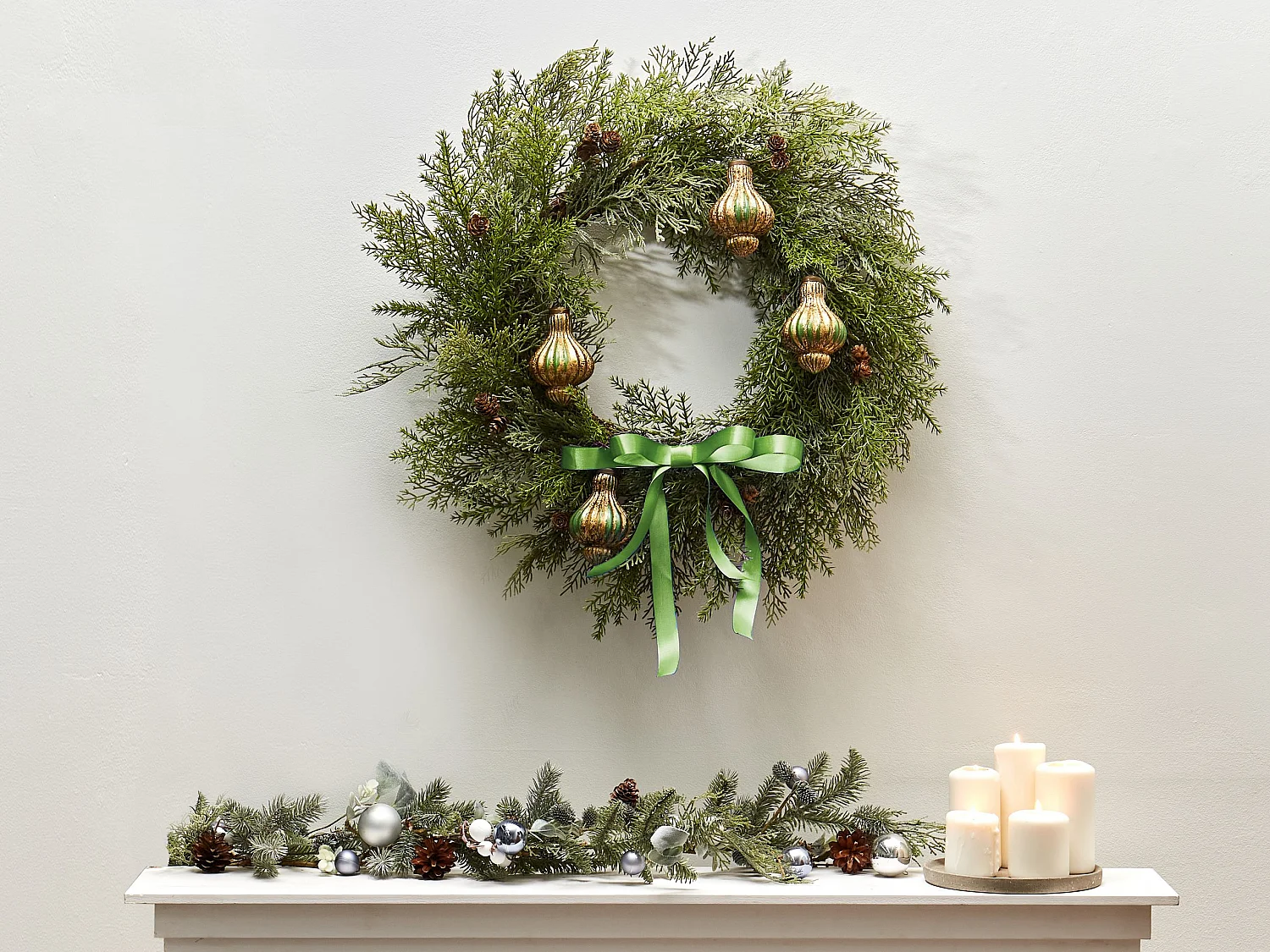 Couronne de Noël PANRUN Vert 70 cm