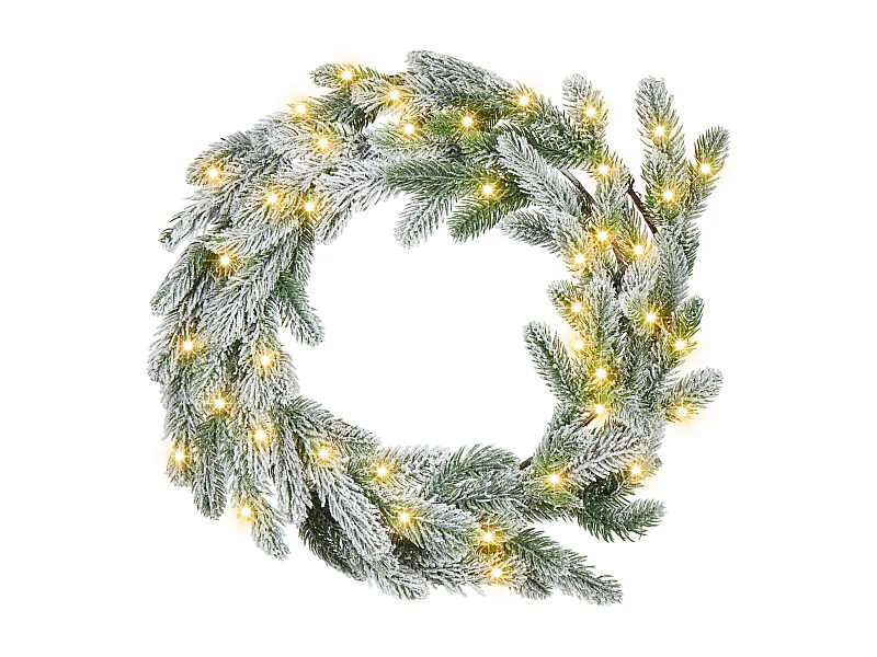 Couronne de Noël enneigée LED ALBINI Vert 45 cm