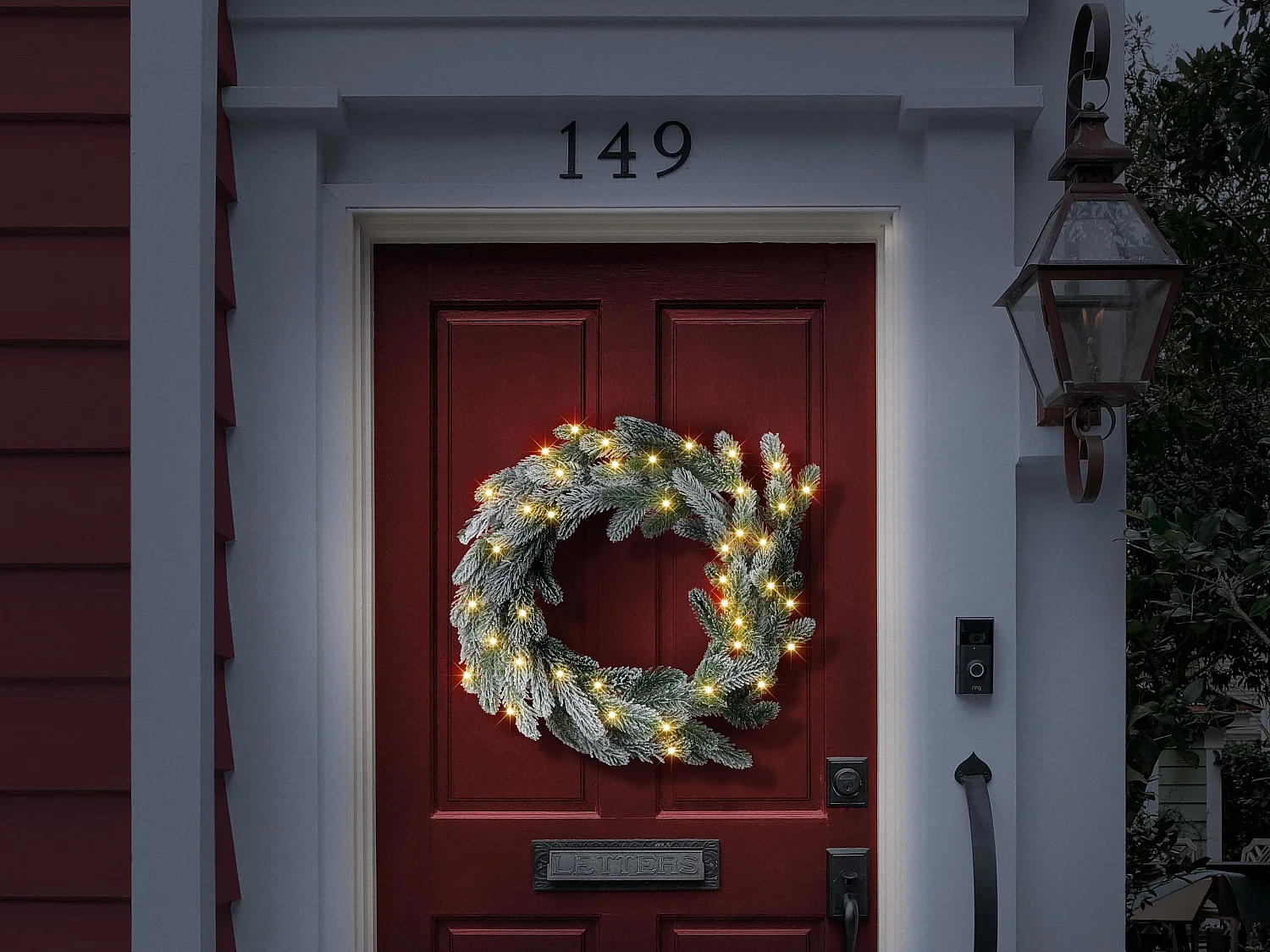 Couronne de Noël enneigée LED ALBINI Vert 45 cm