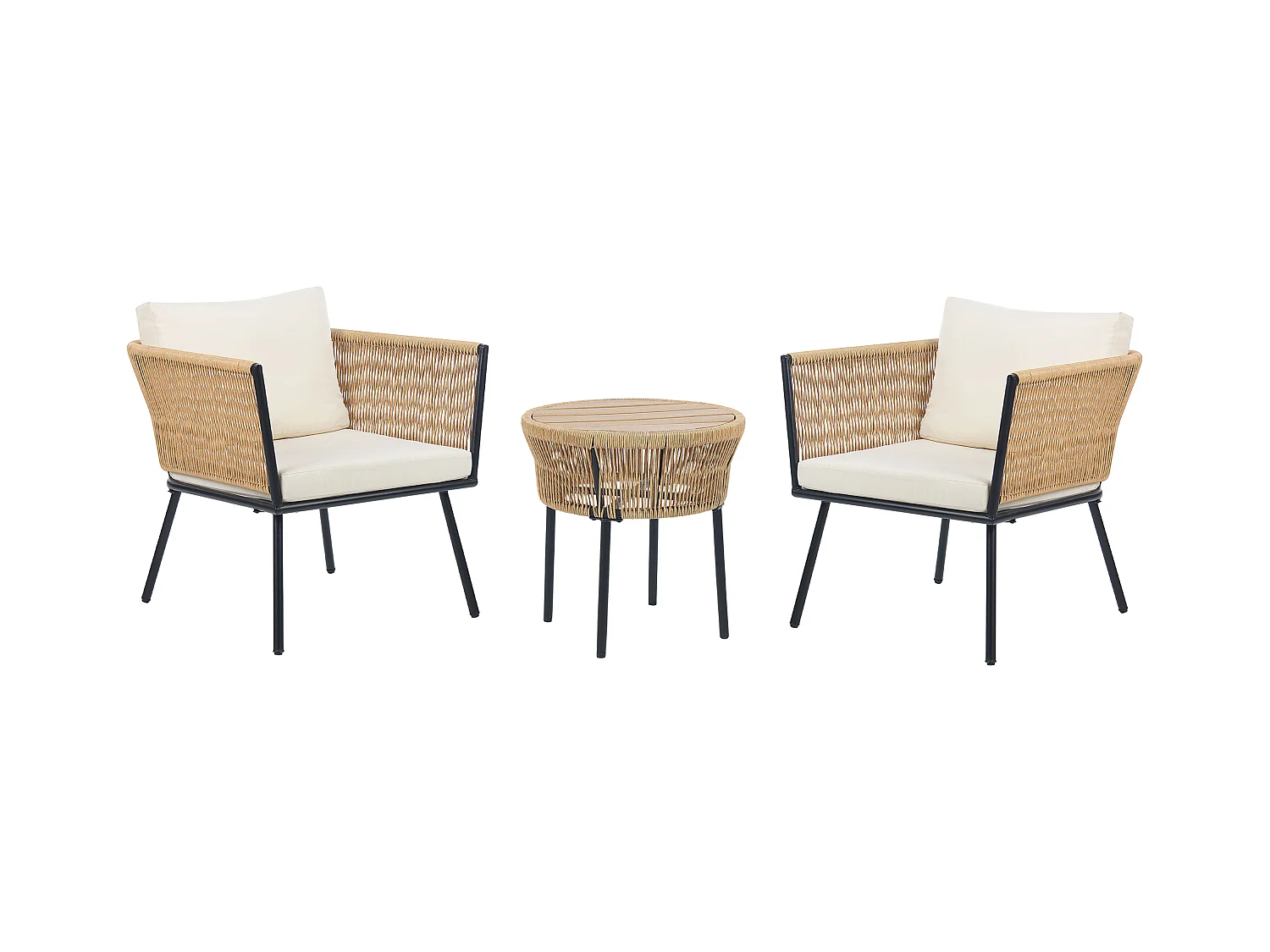 Ensemble pour bistro avec coussins GARGANO Naturel