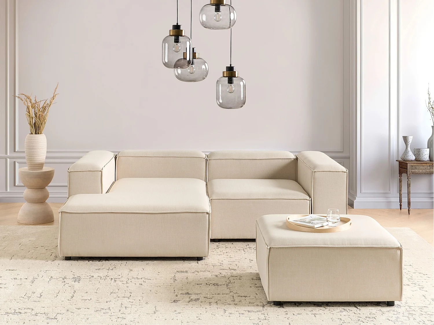 Modul Ecksofa ARDAL Stoff Beige 3-Sitzer rechtsseitig